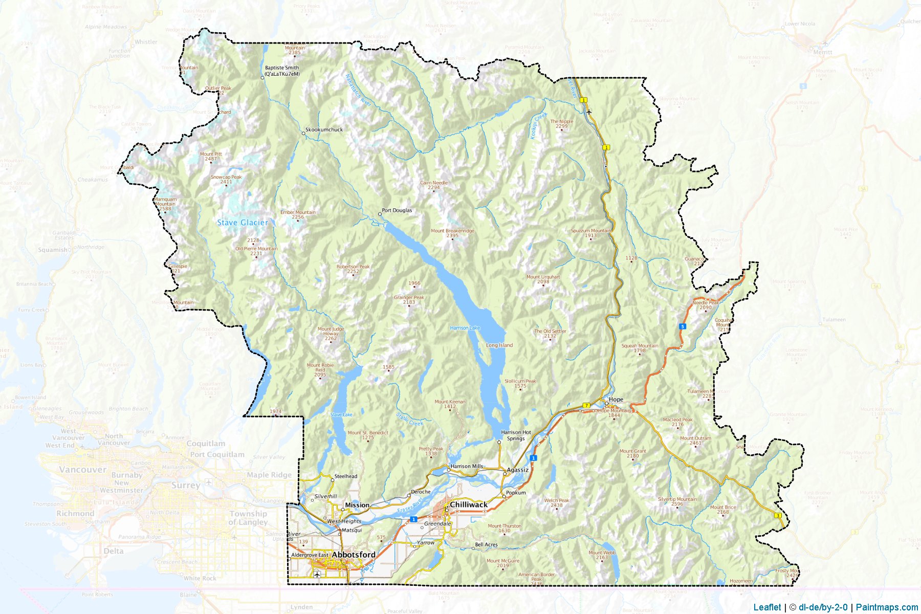 Muestras de recorte de mapas Fraser Valley (British Columbia)-1