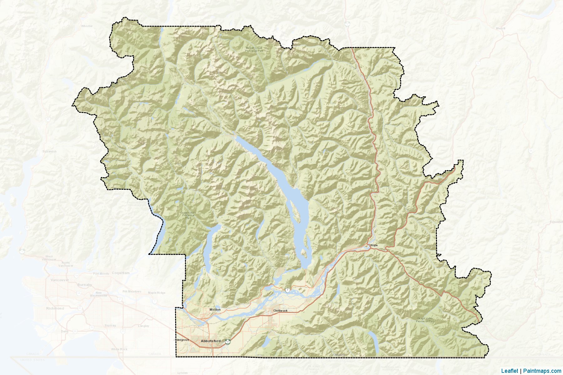 Muestras de recorte de mapas Fraser Valley (British Columbia)-2