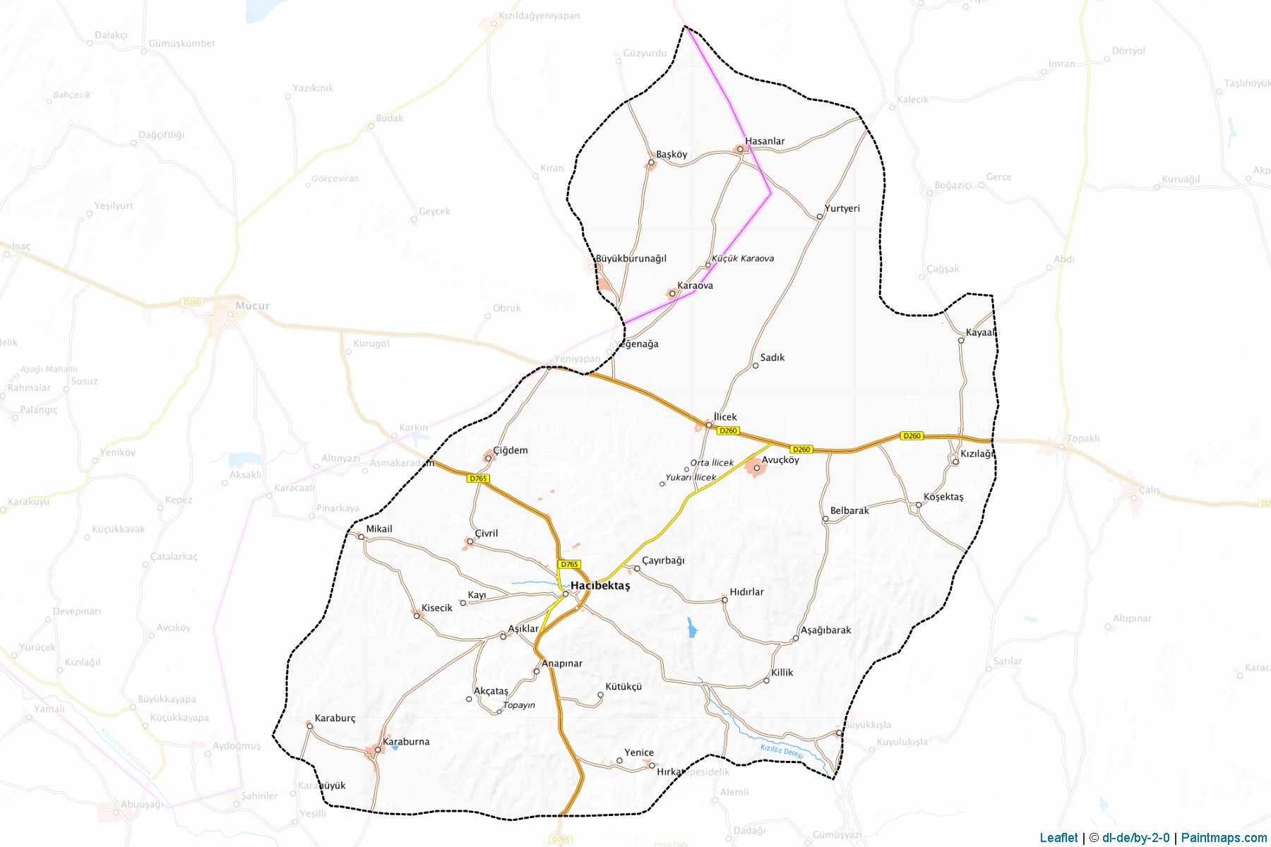 Muestras de recorte de mapas Hacıbektaş (Nevsehir)-1