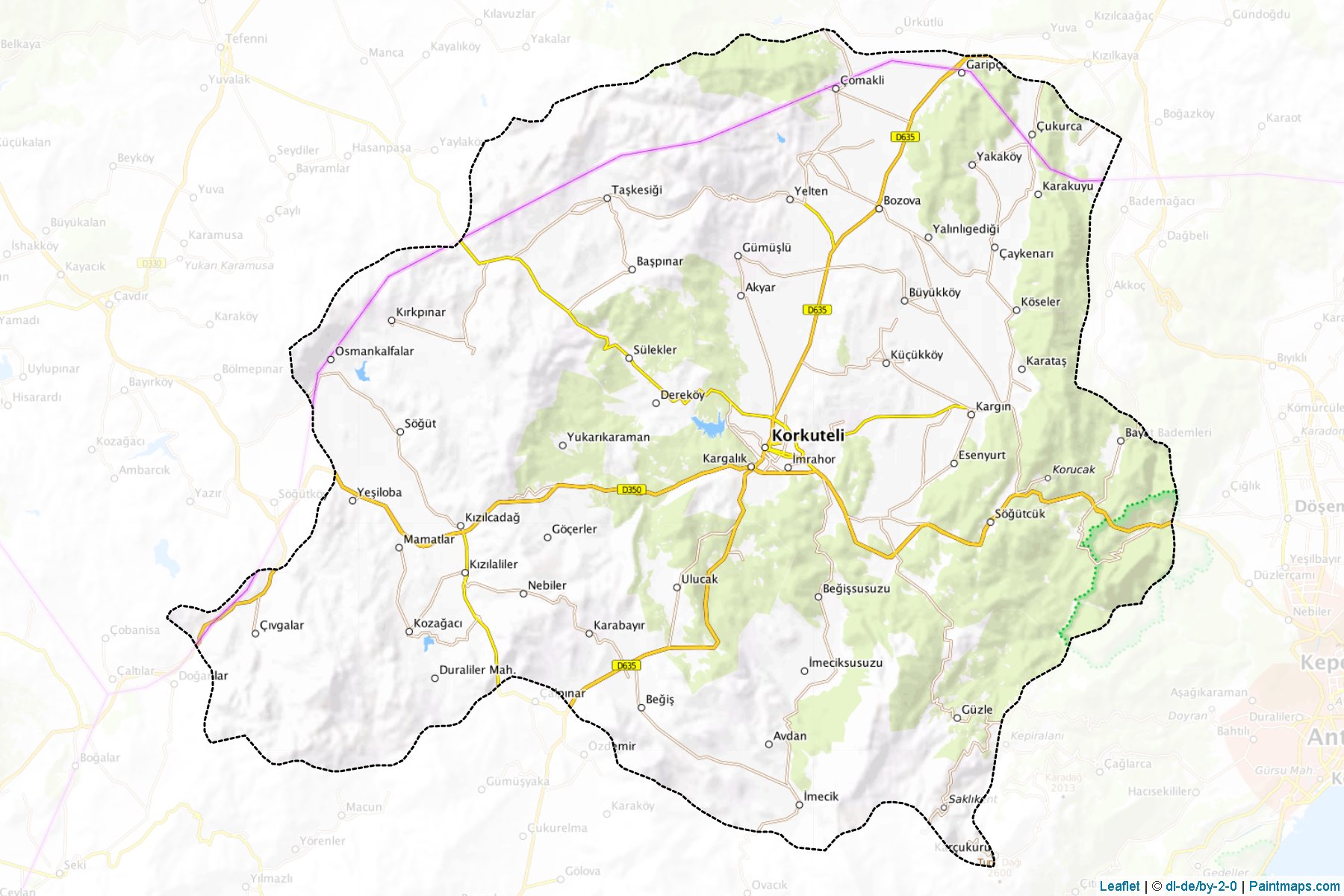 Muestras de recorte de mapas Korkuteli (Antalya)-1