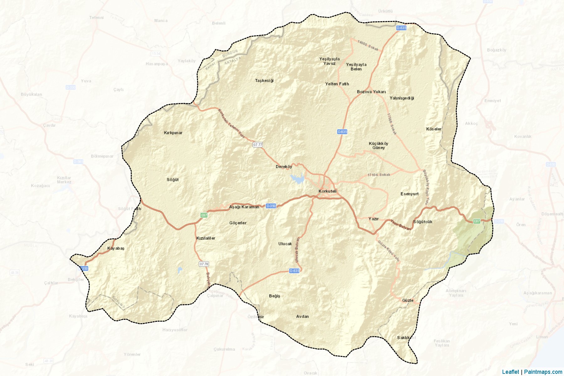 Muestras de recorte de mapas Korkuteli (Antalya)-2