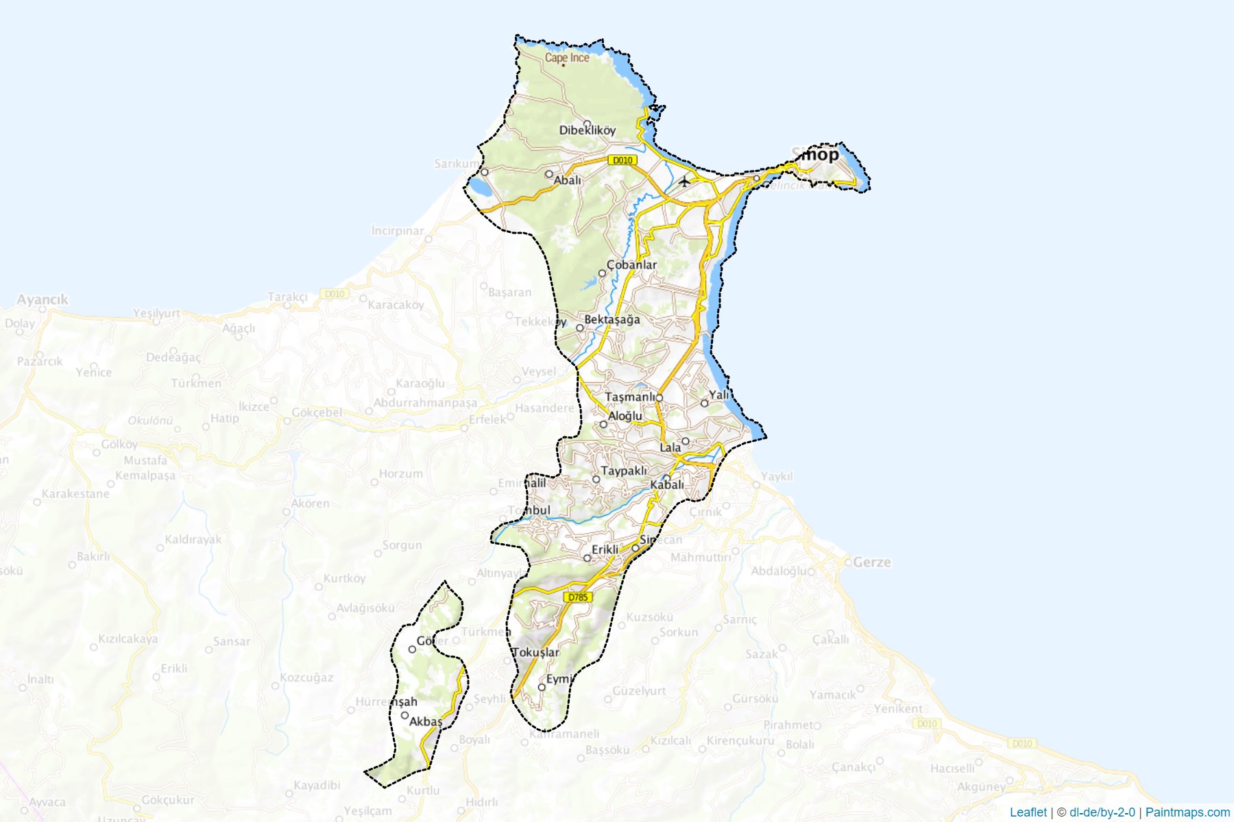 Muestras de recorte de mapas Merkez (Sinop)-1