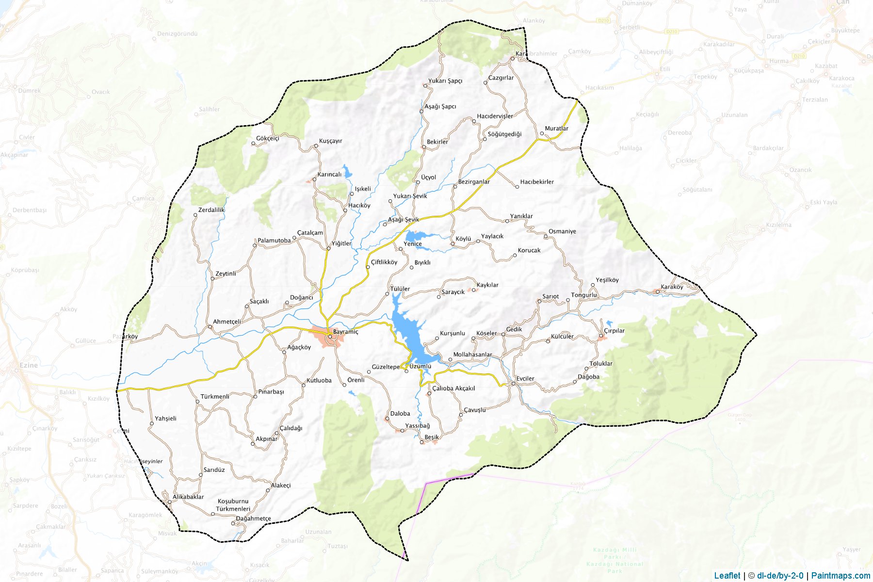 Muestras de recorte de mapas Bayramiç (Canakkale)-1