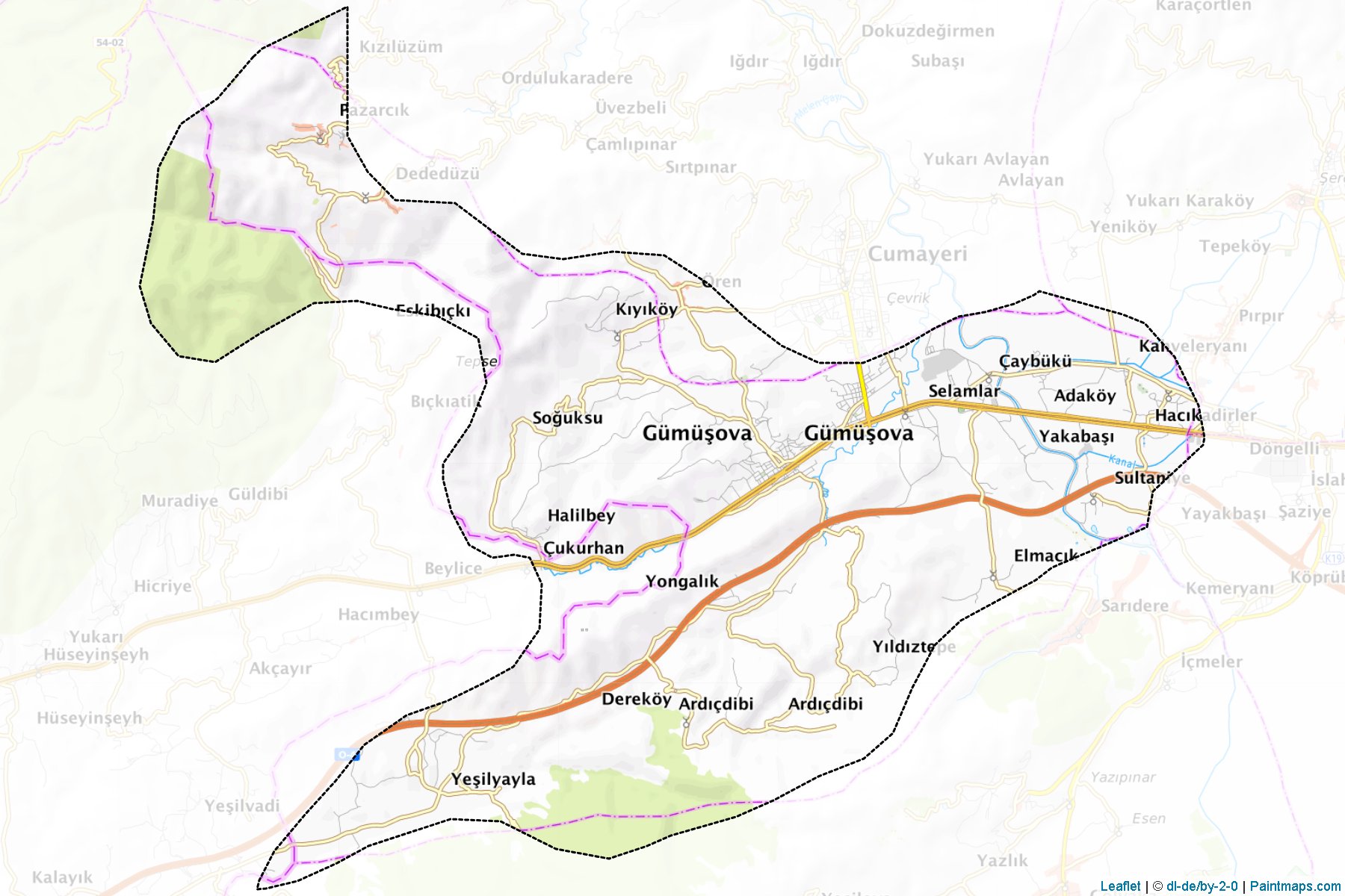 Muestras de recorte de mapas Gümüşova (Duzce)-1