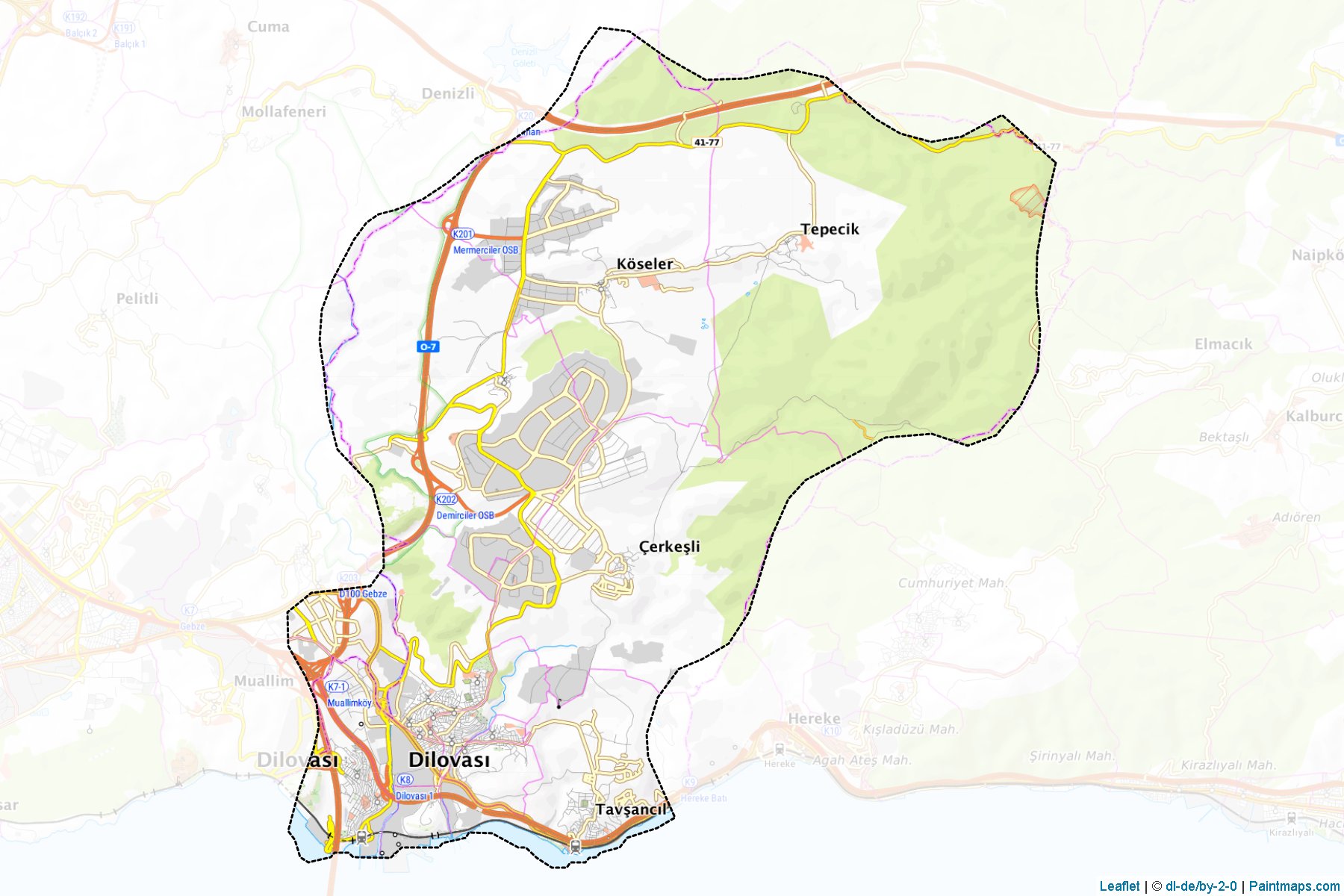 Muestras de recorte de mapas Dilovası (Kocaeli)-1