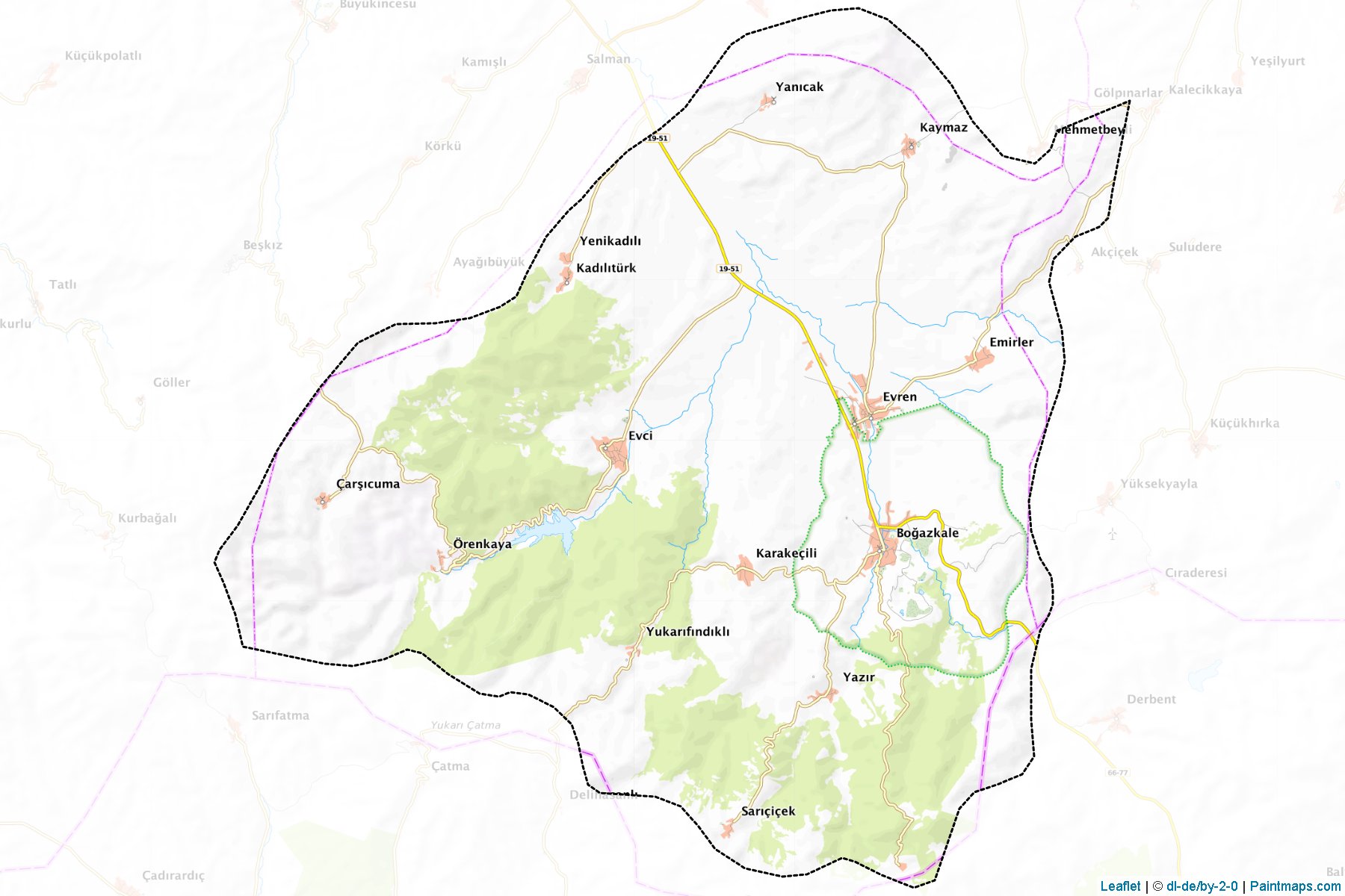 Muestras de recorte de mapas Boğazkale (Corum)-1