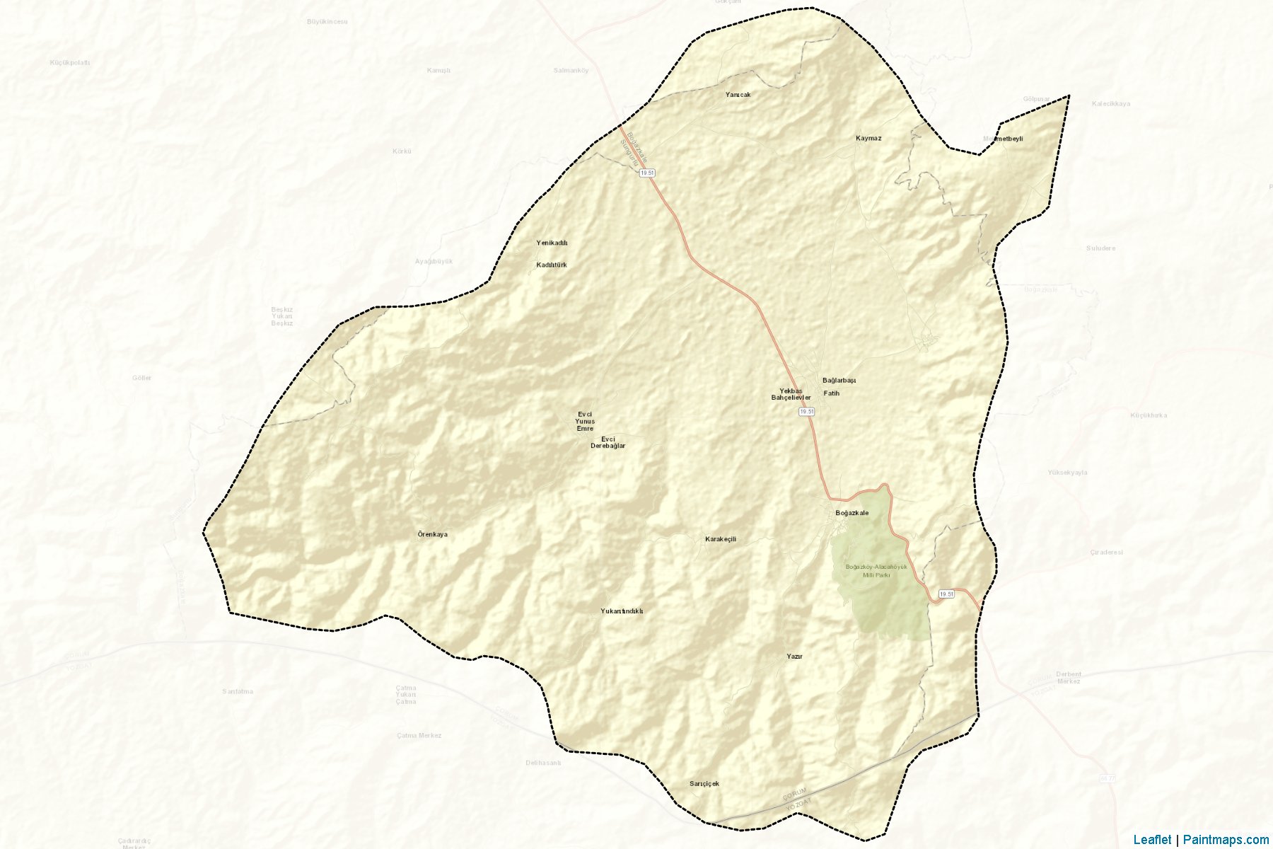 Muestras de recorte de mapas Boğazkale (Corum)-2