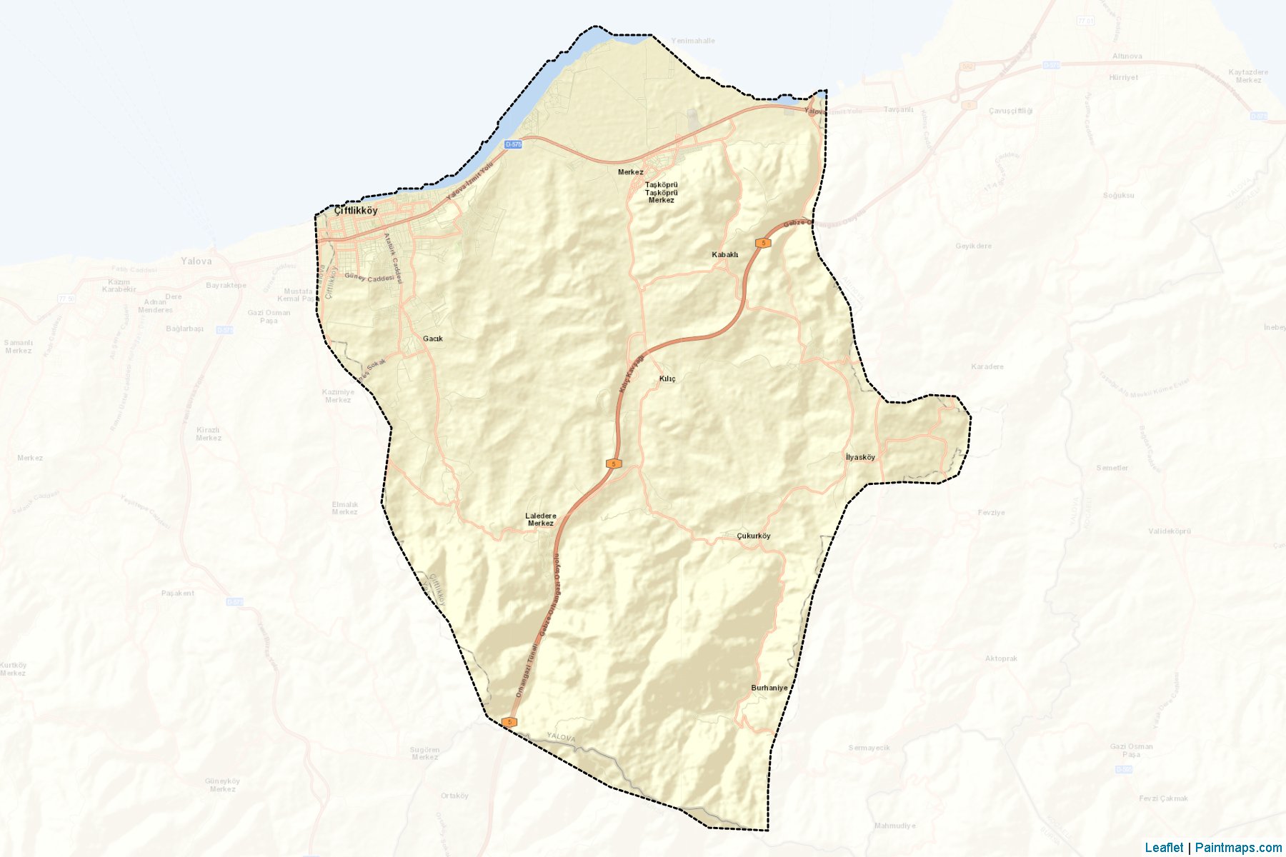 Muestras de recorte de mapas Çiftlikköy (Yalova)-2