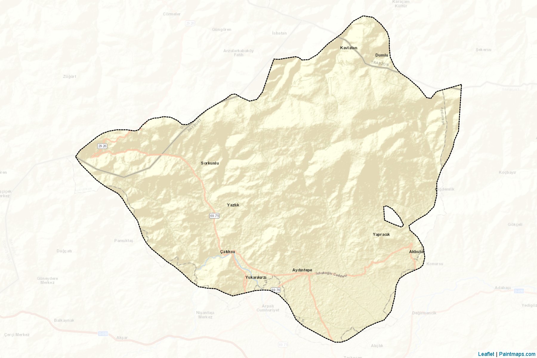 Muestras de recorte de mapas Aydıntepe (Bayburt)-2