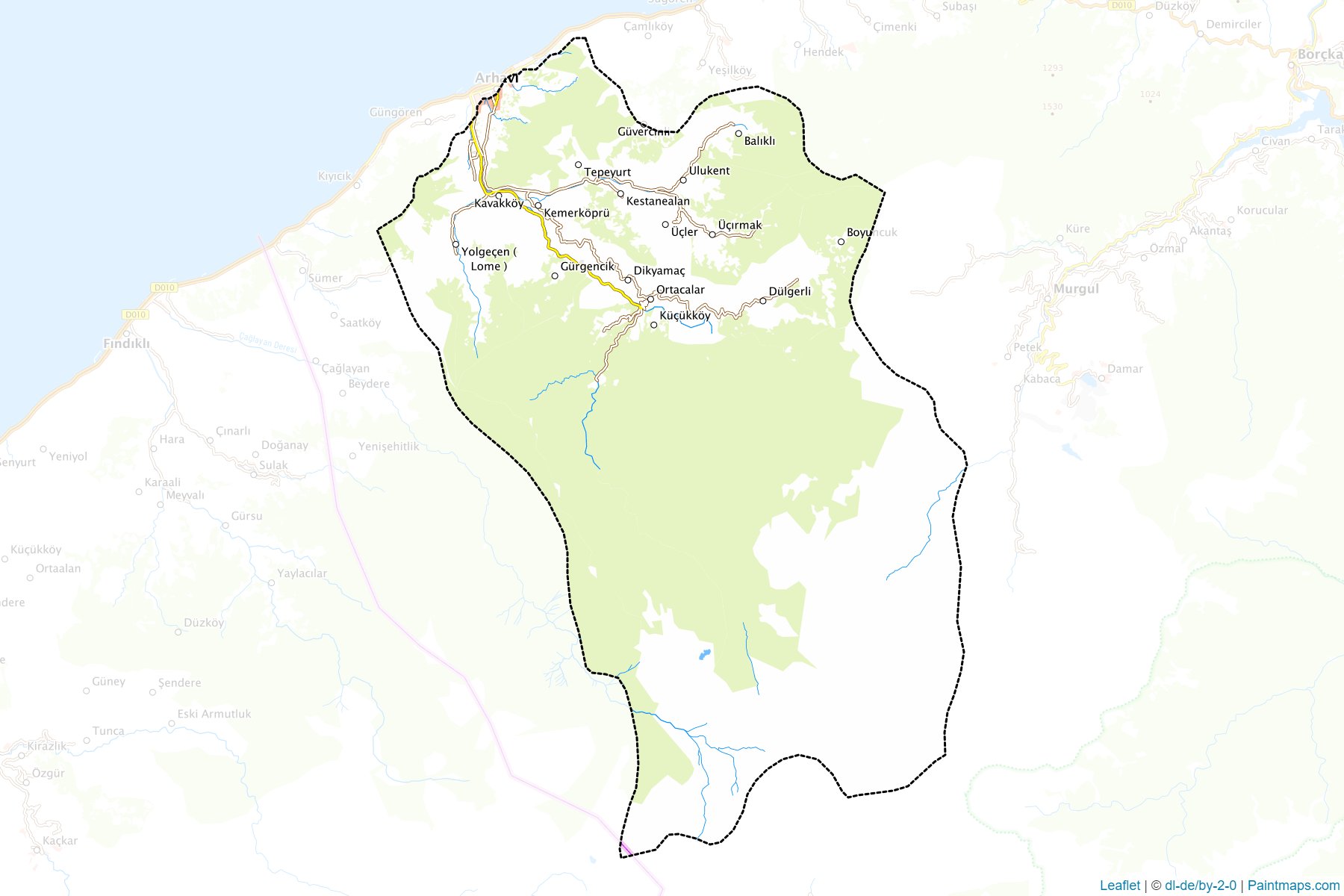 Muestras de recorte de mapas Arhavi (Artvin)-1