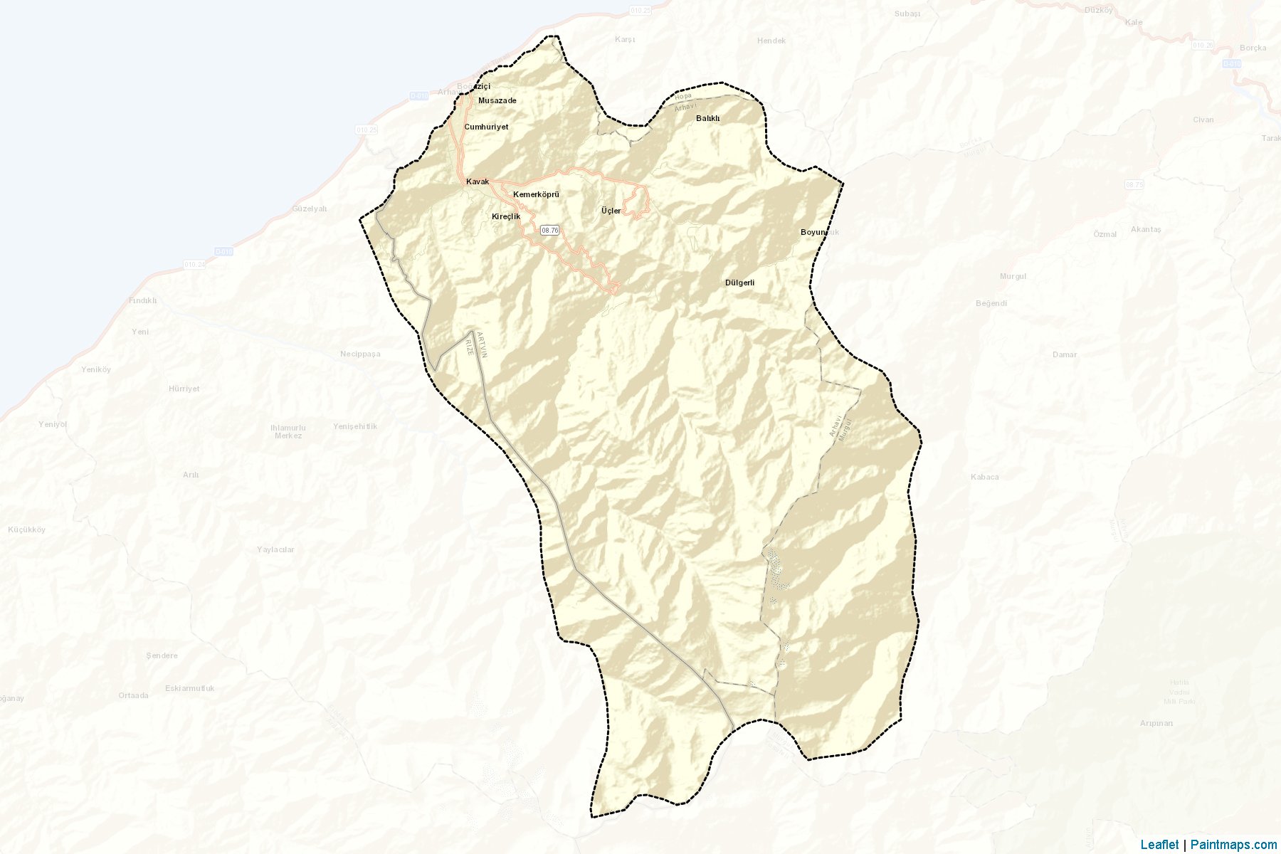 Muestras de recorte de mapas Arhavi (Artvin)-2