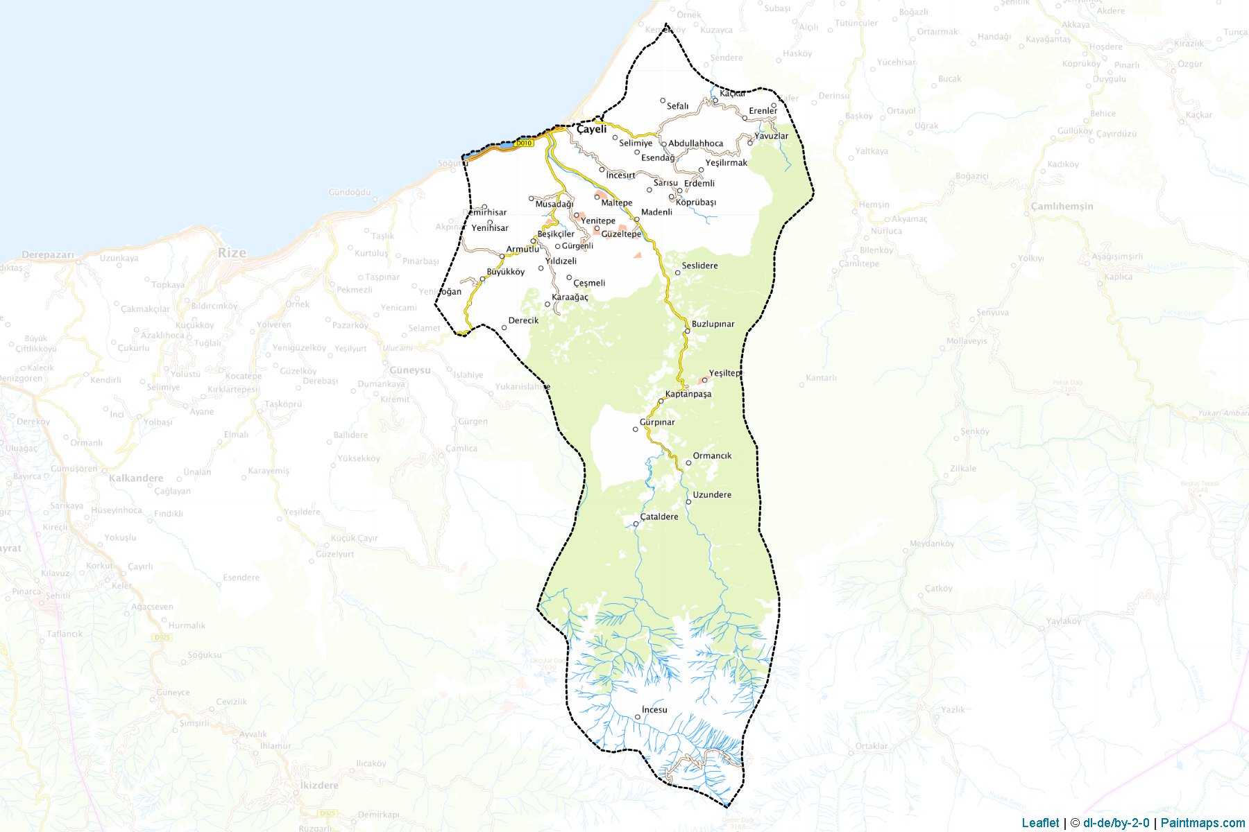 Muestras de recorte de mapas Çayeli (Rize)-1