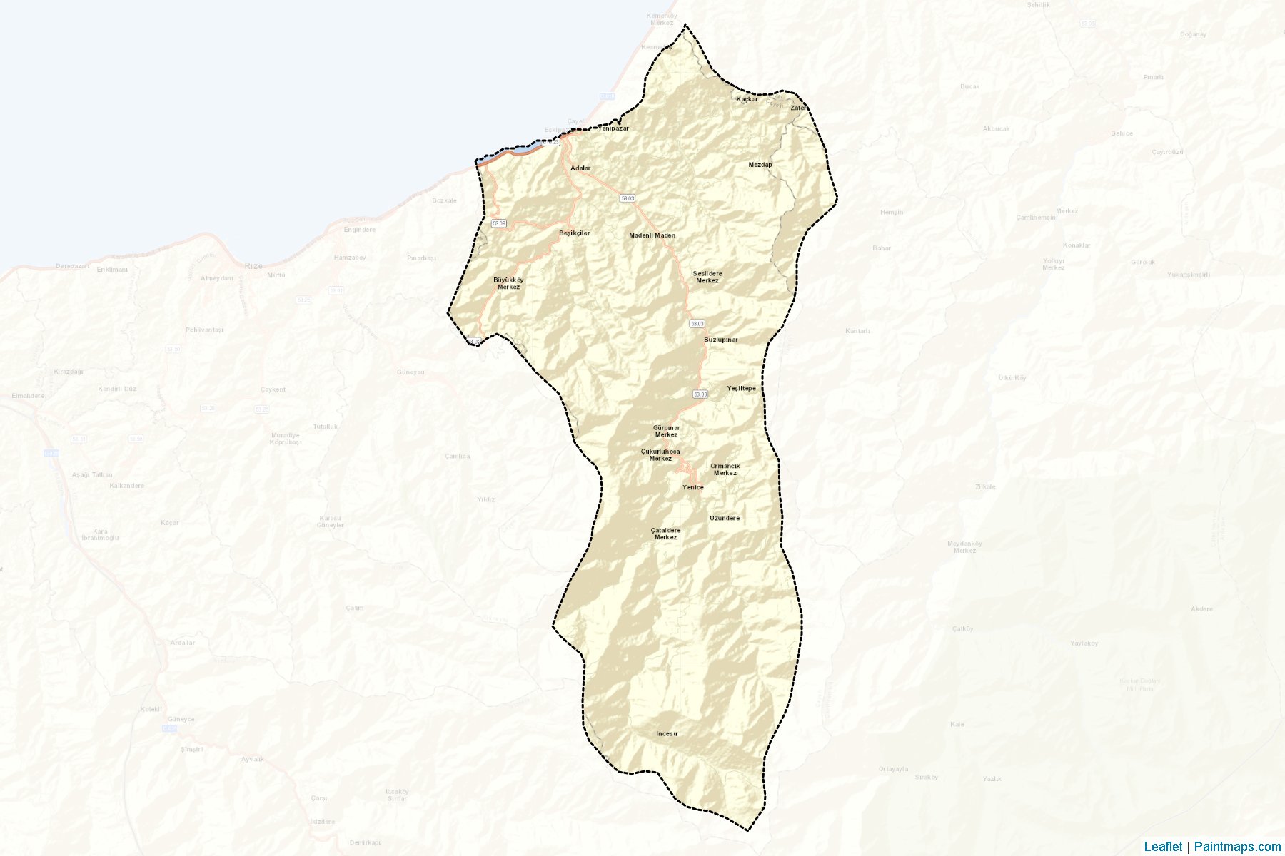 Muestras de recorte de mapas Çayeli (Rize)-2