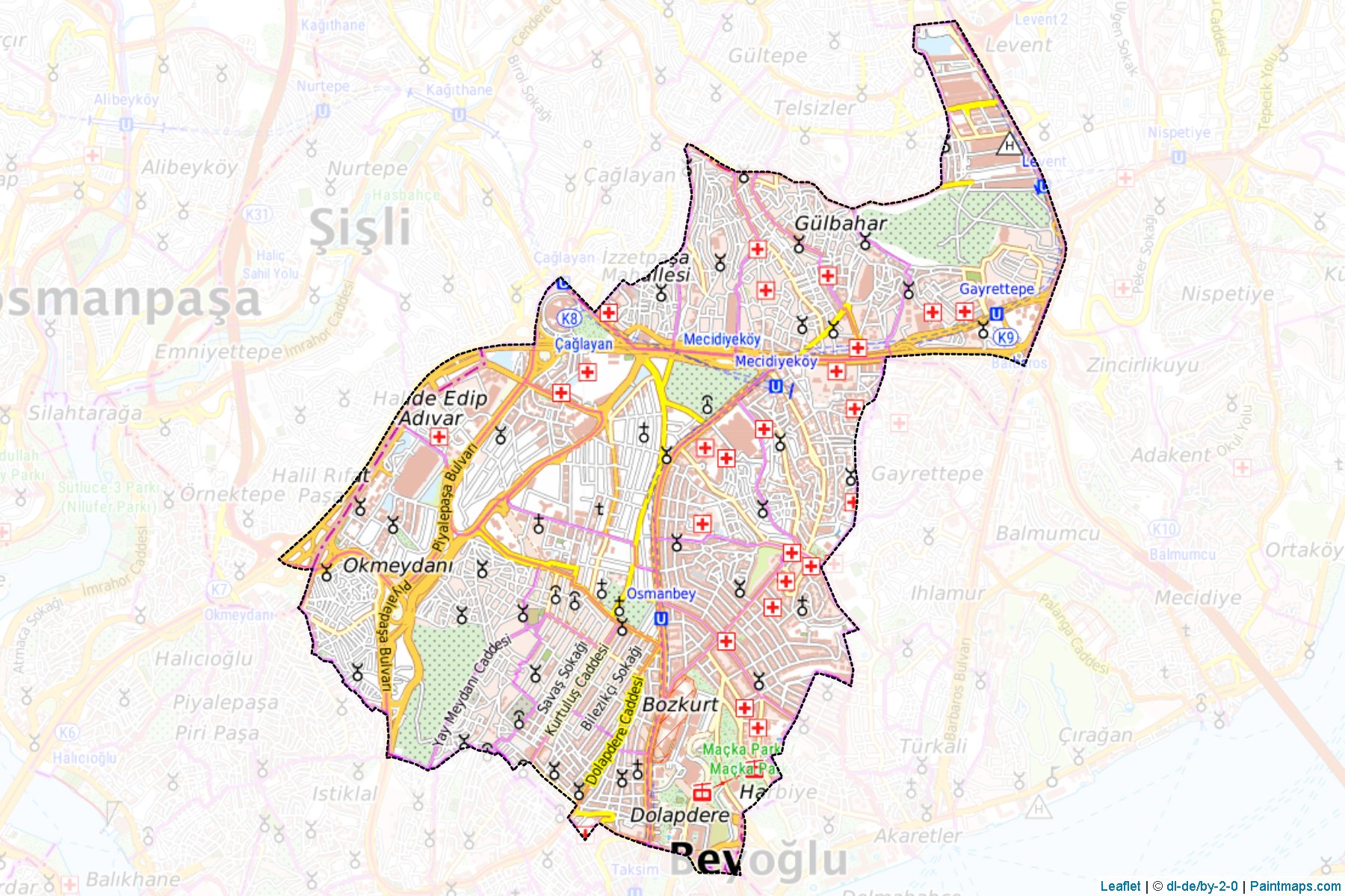 Muestras de recorte de mapas Şişli (Istanbul)-1