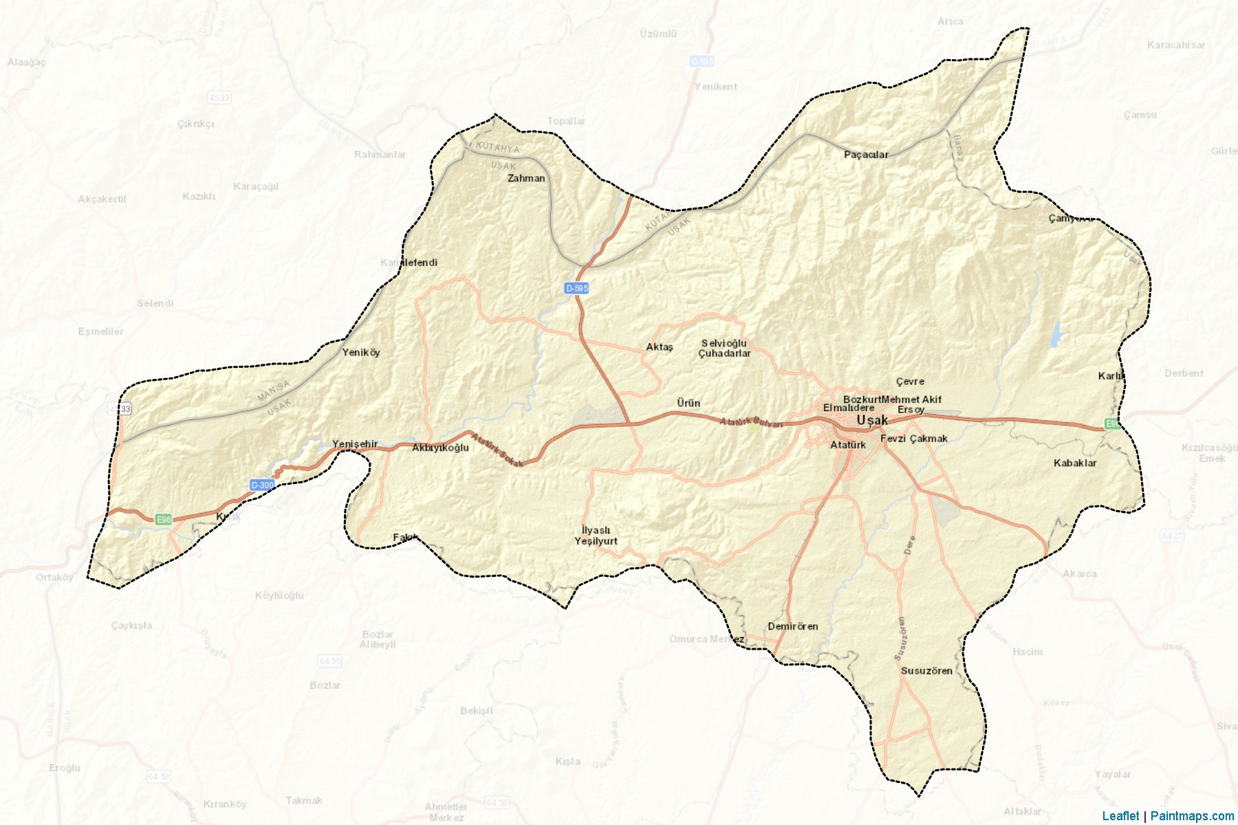 Muestras de recorte de mapas Merkez (Usak)-2