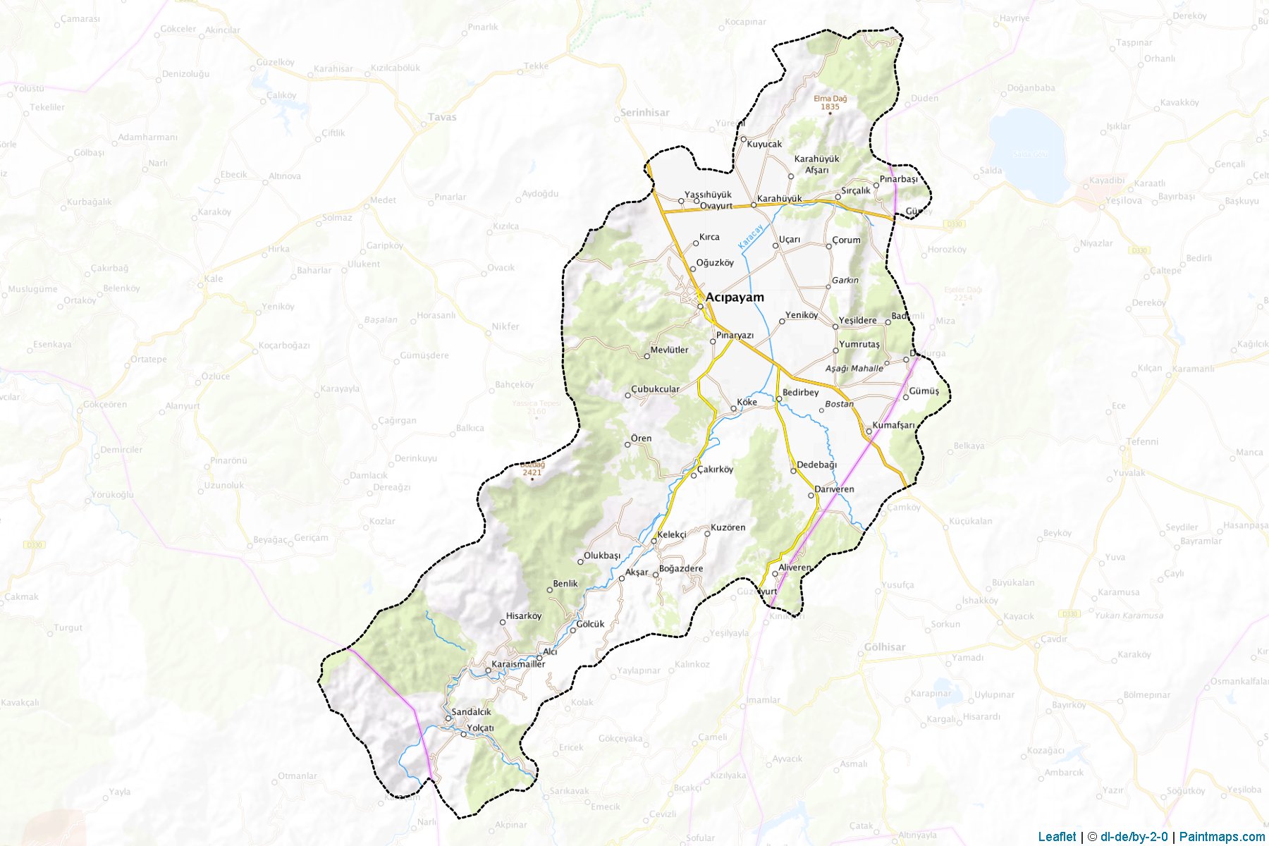 Muestras de recorte de mapas Acıpayam (Denizli)-1