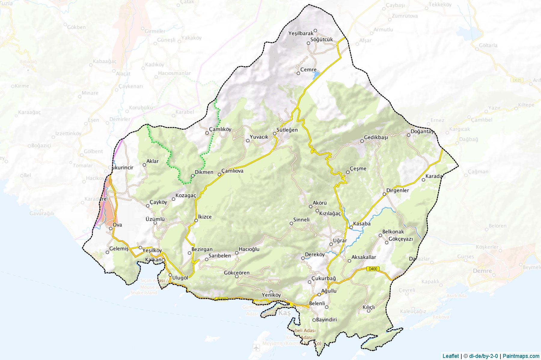 Muestras de recorte de mapas Kaş (Antalya)-1