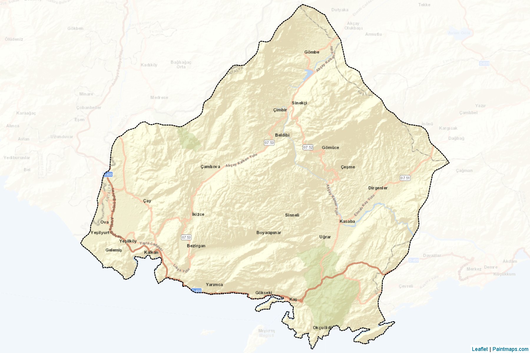 Muestras de recorte de mapas Kaş (Antalya)-2