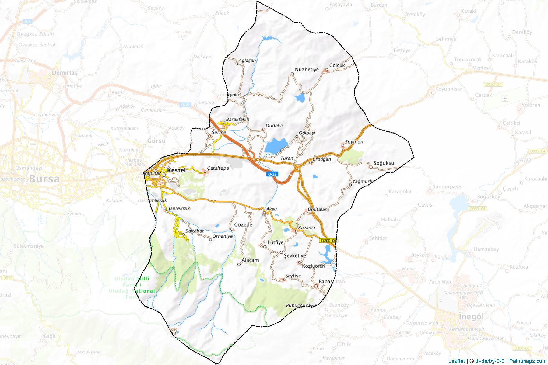 Muestras de recorte de mapas Kestel (Bursa)-1