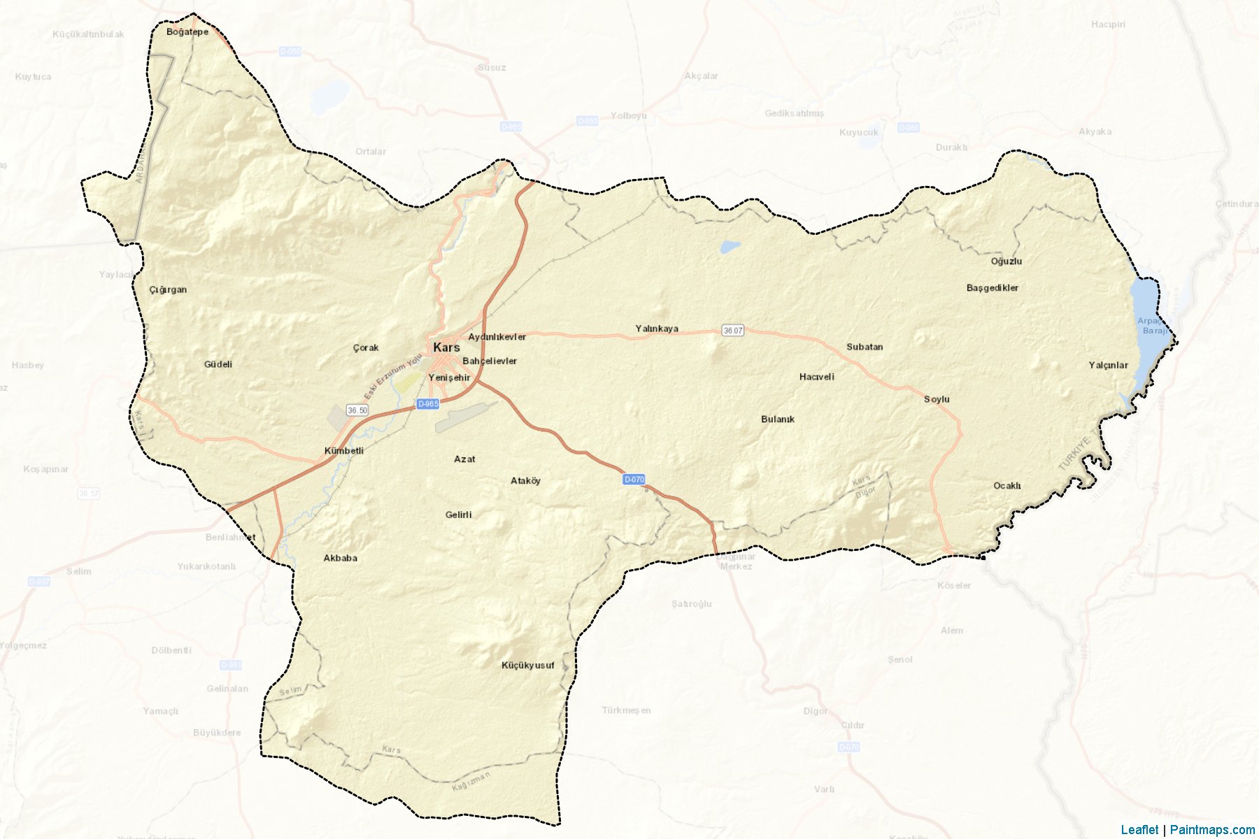 Muestras de recorte de mapas Merkez (Kars)-2