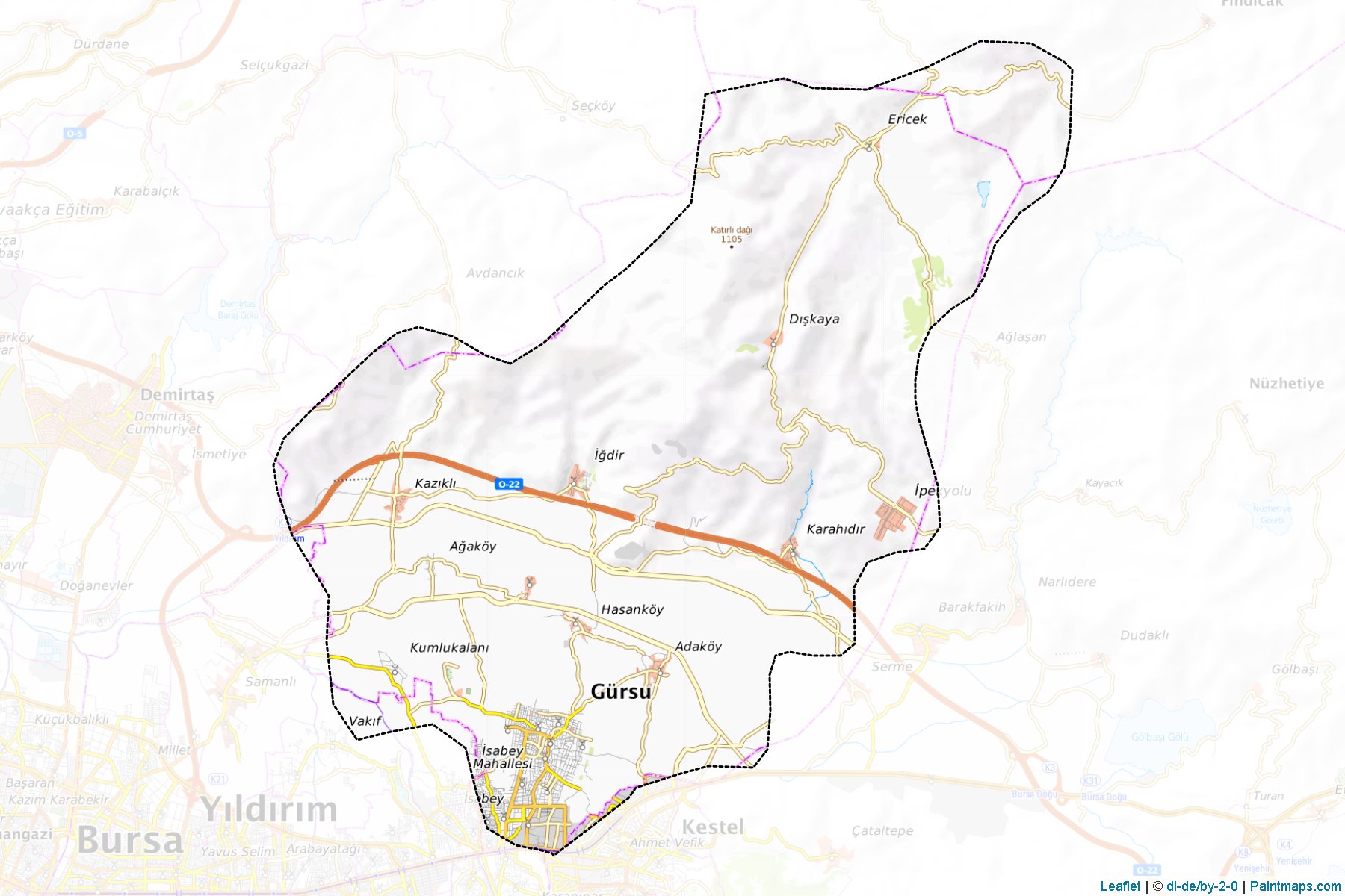 Muestras de recorte de mapas Gürsu (Bursa)-1