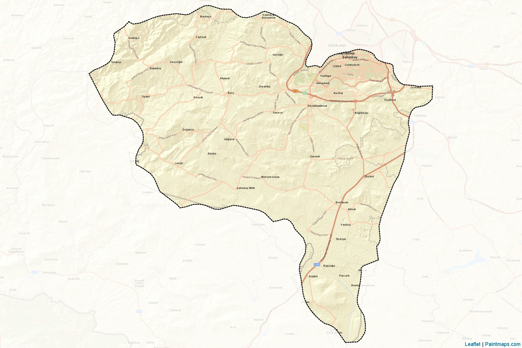 Muestras de recorte de mapas Şahinbey (Gaziantep)-2