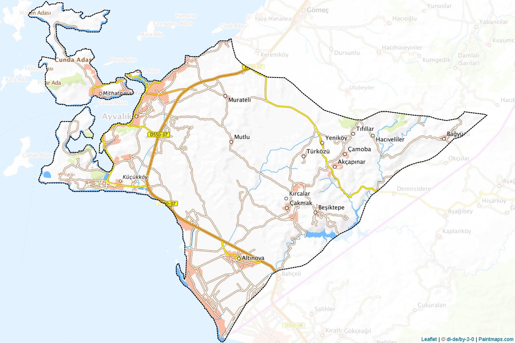 Muestras de recorte de mapas Ayvalık (Balikesir)-1