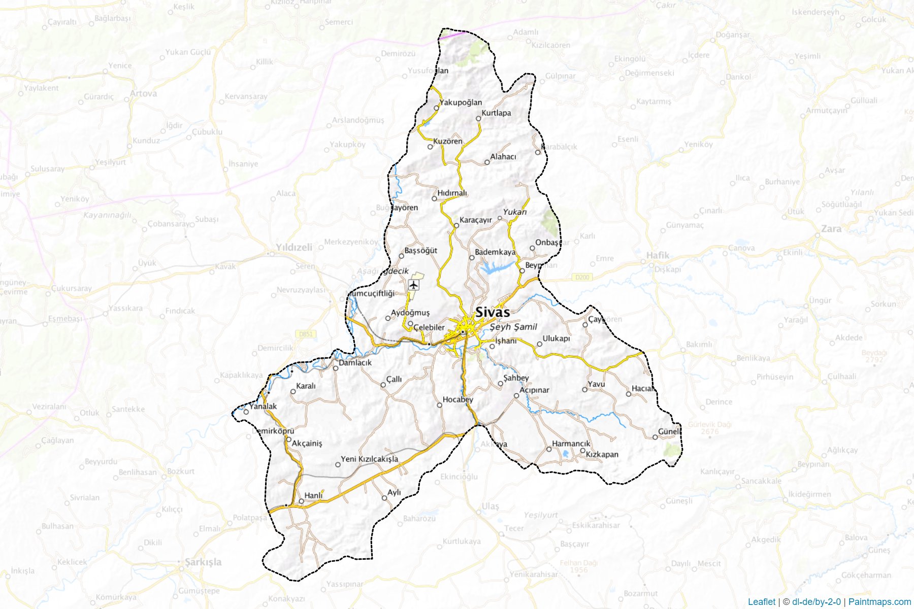 Muestras de recorte de mapas Merkez (Sivas)-1