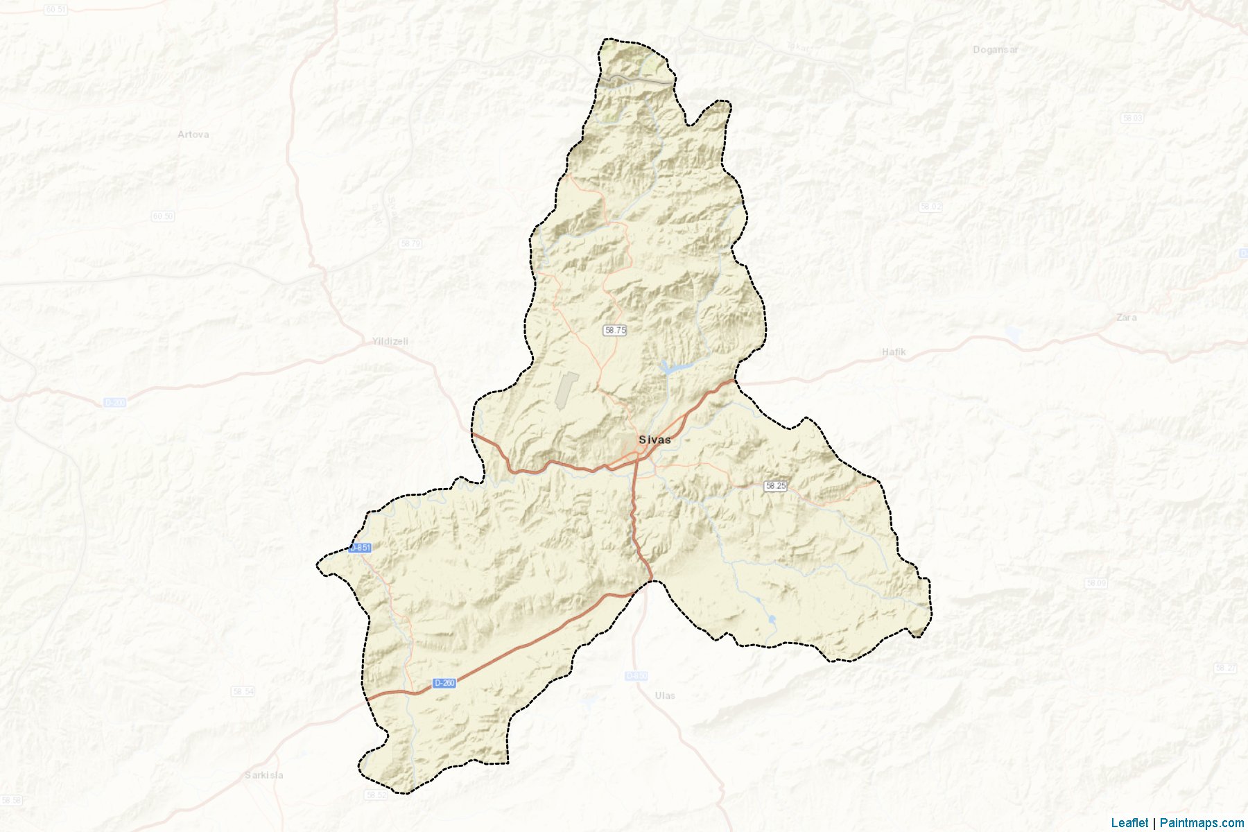 Muestras de recorte de mapas Merkez (Sivas)-2