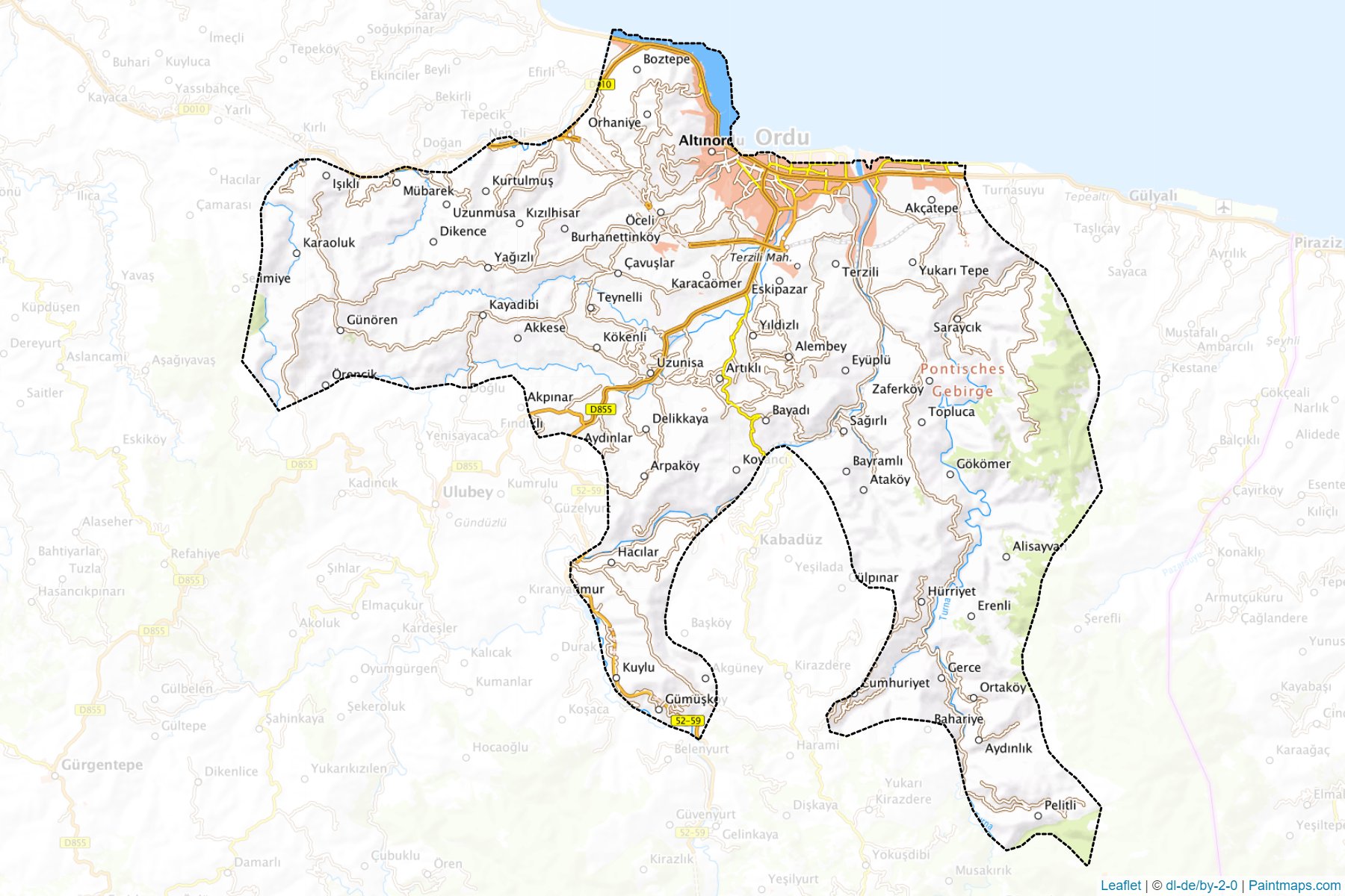 Muestras de recorte de mapas Merkez (Ordu)-1