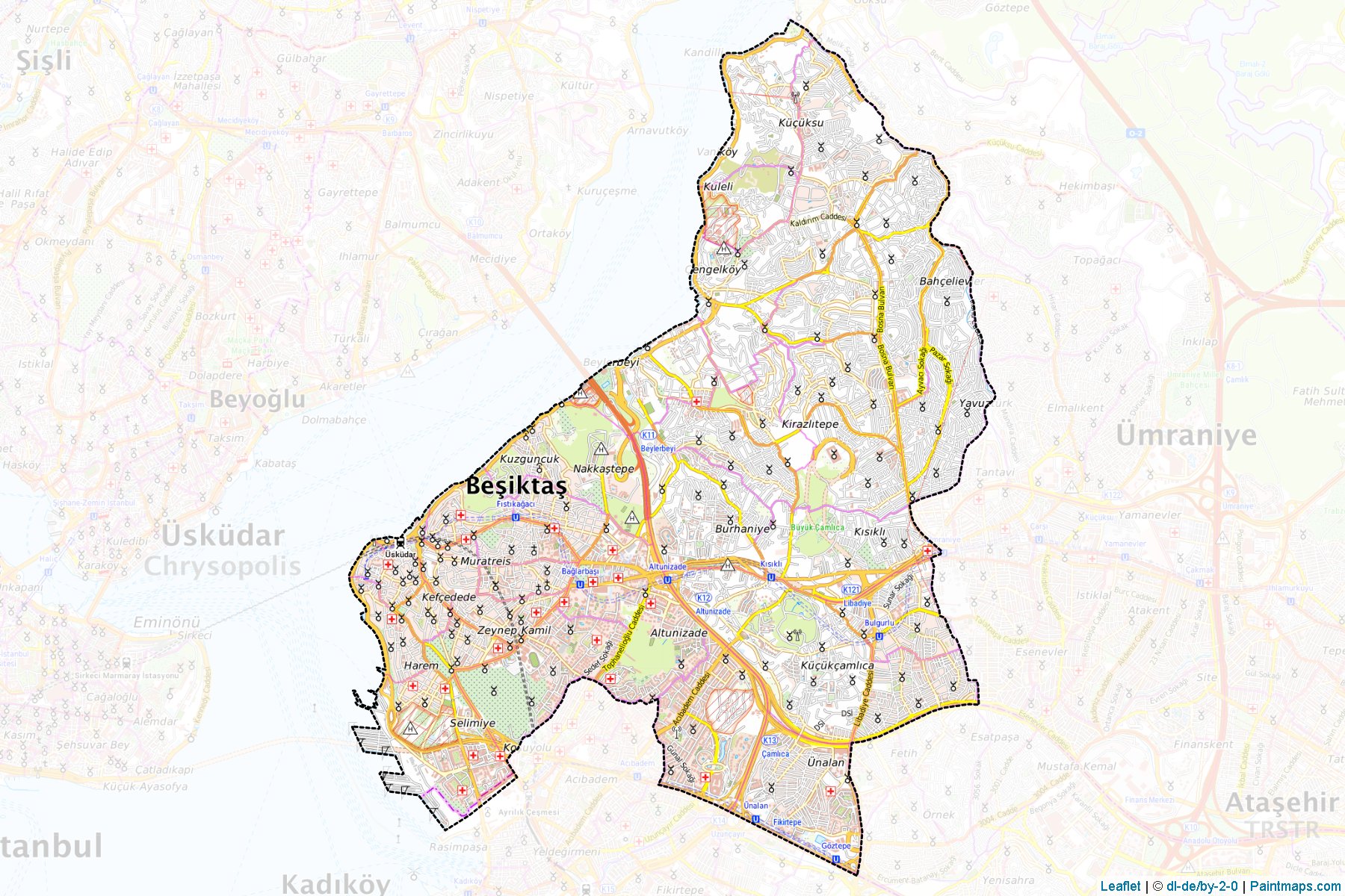 Muestras de recorte de mapas Üsküdar (Istanbul)-1