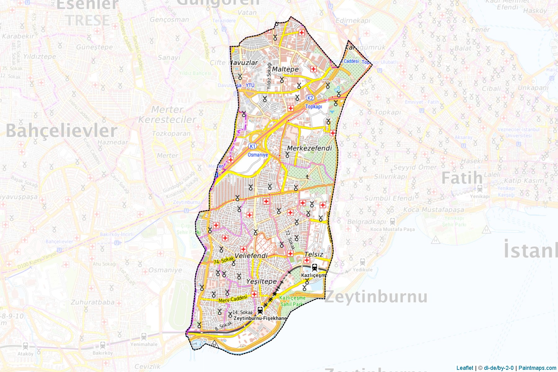 Muestras de recorte de mapas Zeytinburnu (Istanbul)-1