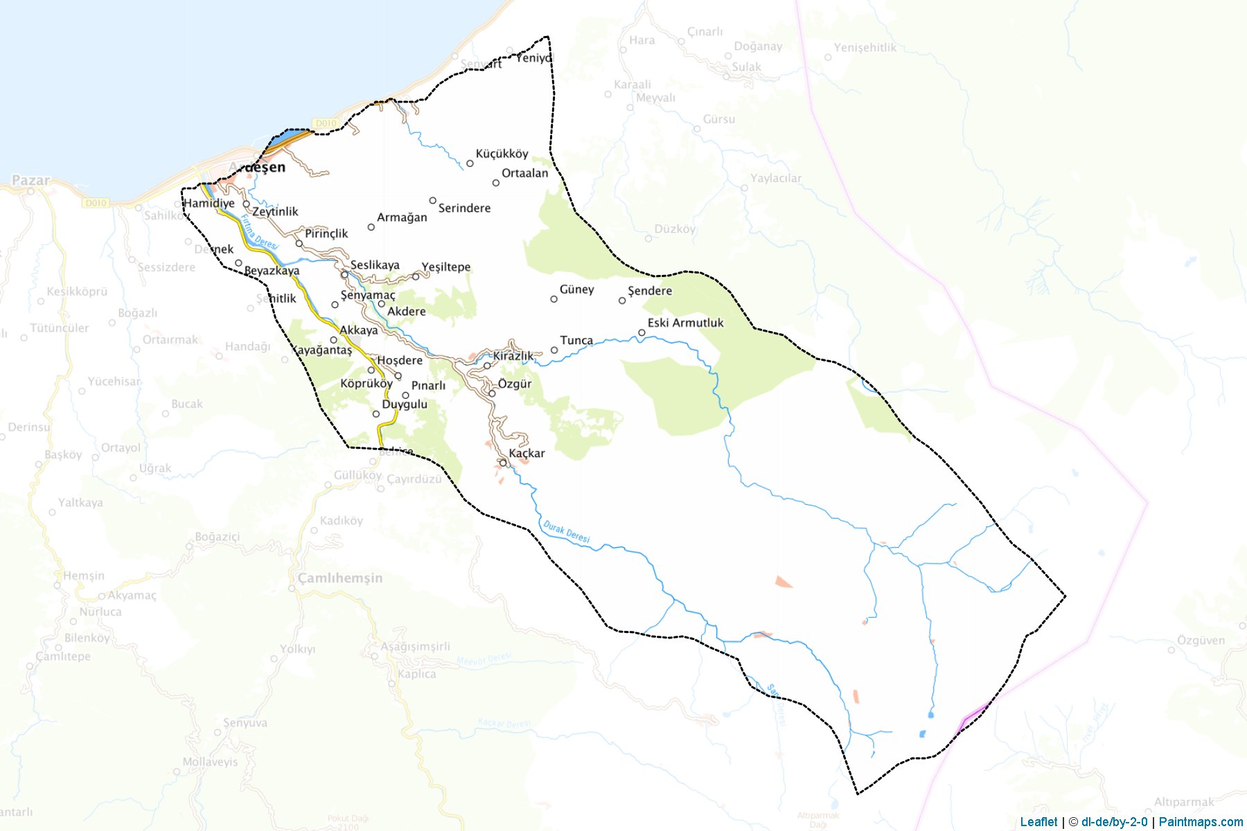 Muestras de recorte de mapas Ardeşen (Rize)-1