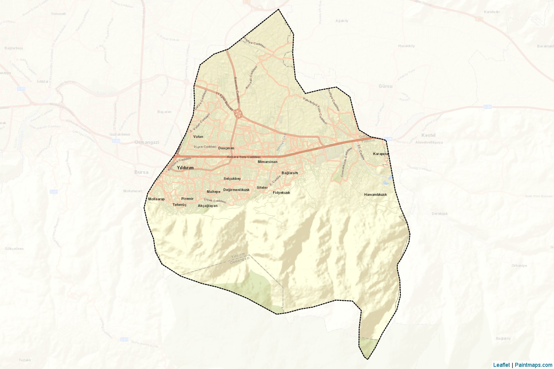 Muestras de recorte de mapas Yıldırım (Bursa)-2