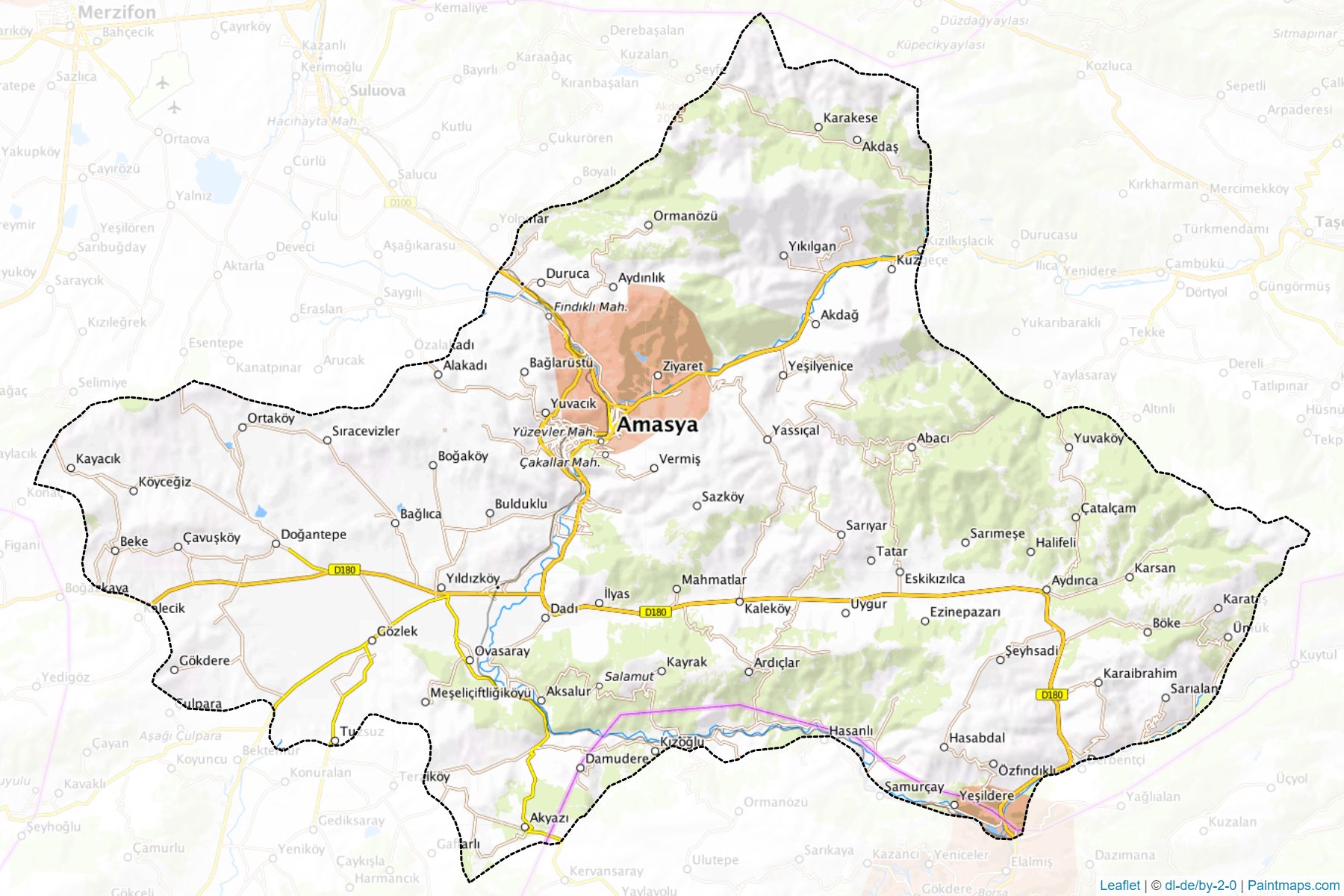 Muestras de recorte de mapas Merkez (Amasya)-1