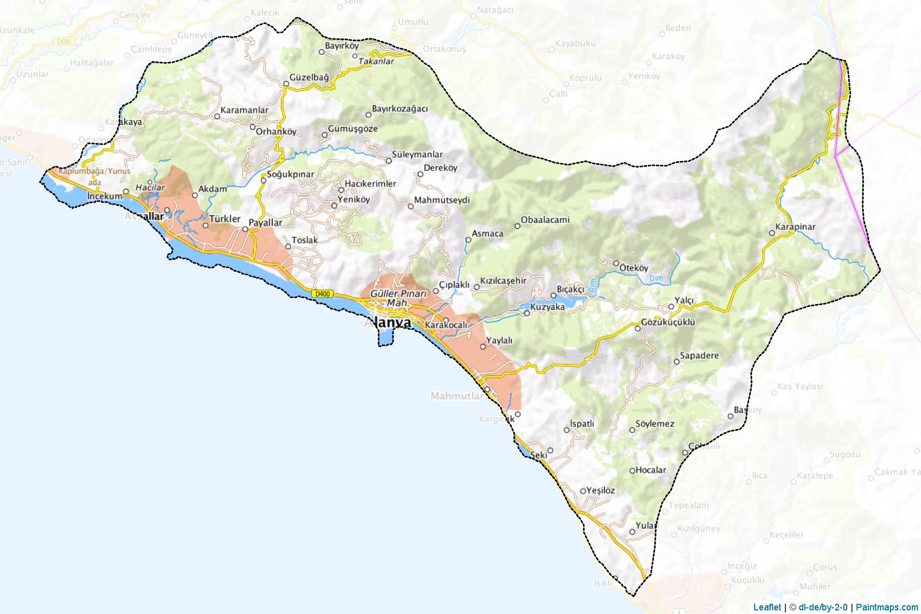 Muestras de recorte de mapas Alanya (Antalya)-1