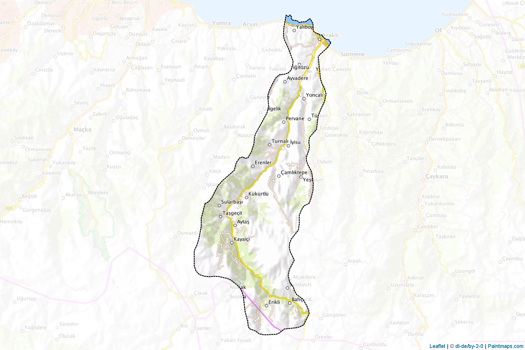 Muestras de recorte de mapas Araklı (Trabzon)-1