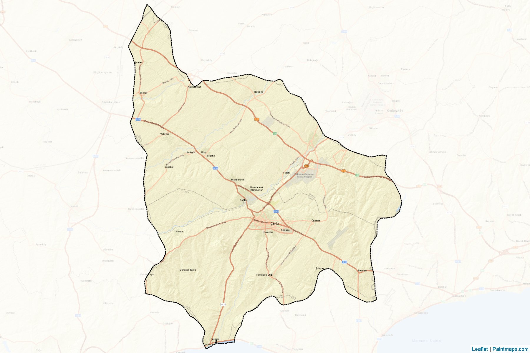 Muestras de recorte de mapas Çorlu (Tekirdag)-2