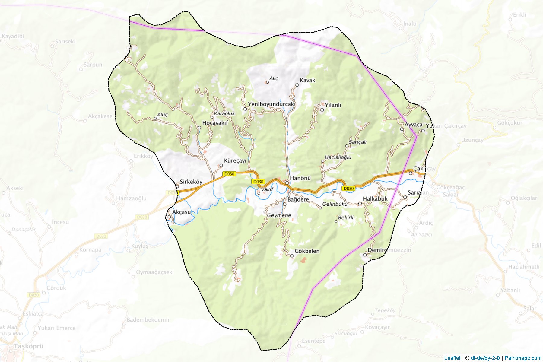 Muestras de recorte de mapas Hanönü (Kastamonu)-1