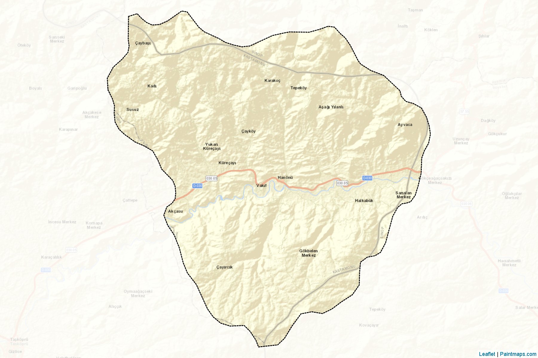 Muestras de recorte de mapas Hanönü (Kastamonu)-2