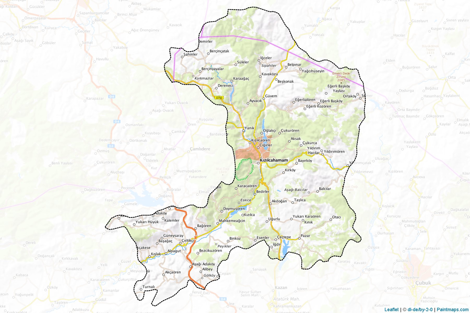 Muestras de recorte de mapas Kızılcahamam (Ankara)-1