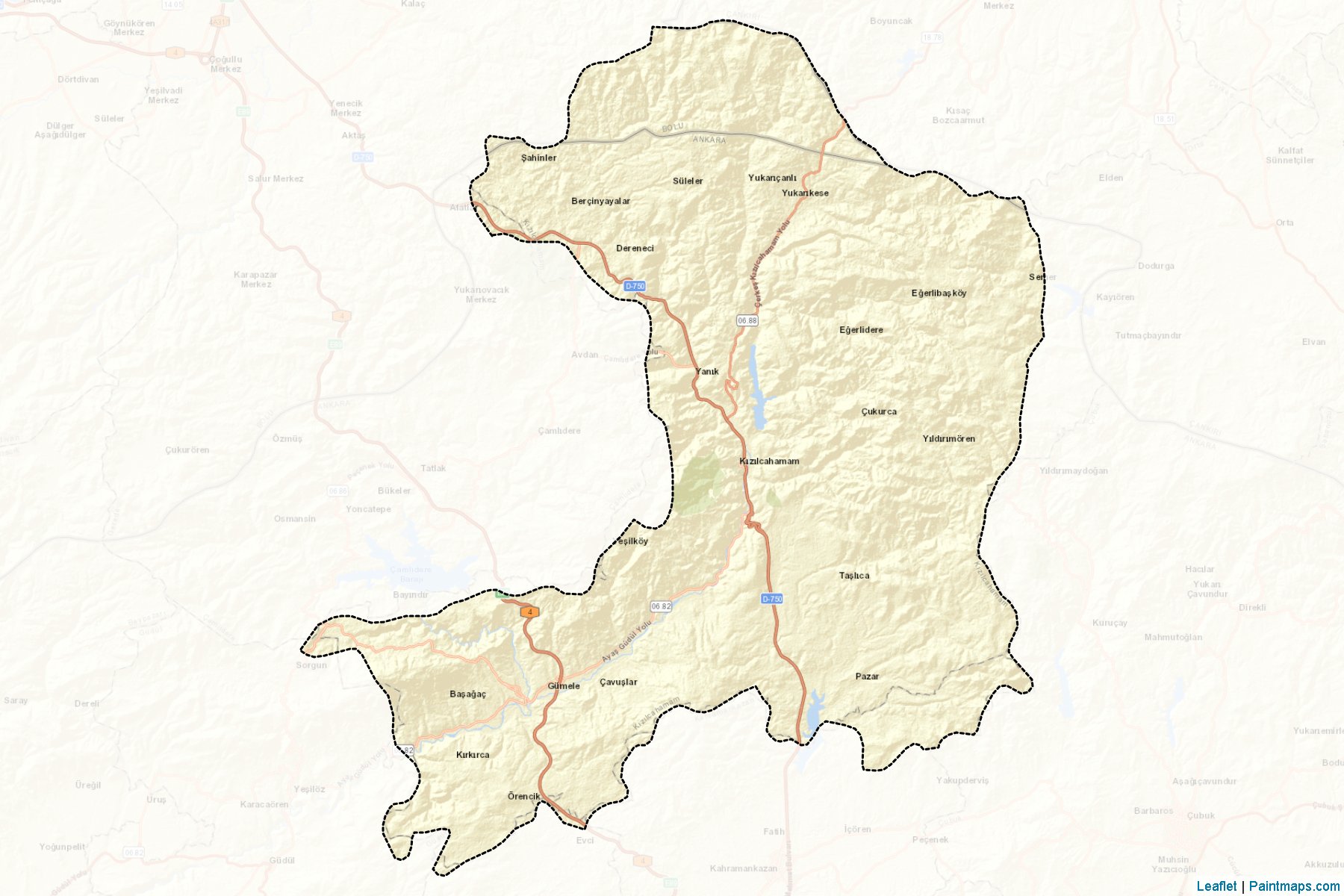 Kizilcahamam (Ankara Province) Map Cropping Samples-2