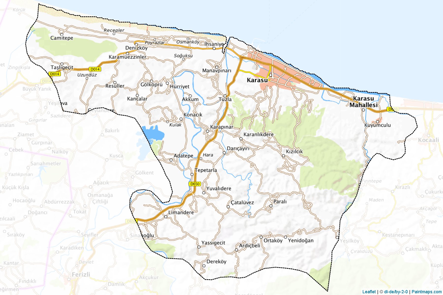 Muestras de recorte de mapas Karasu (Sakarya)-1