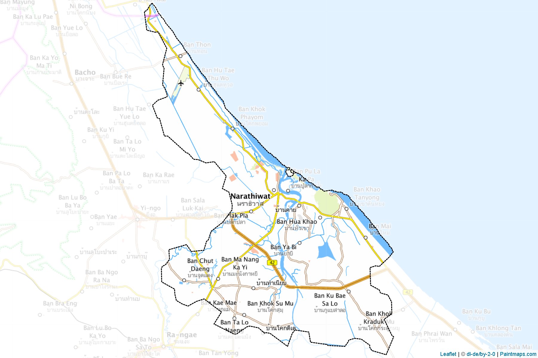 Muestras de recorte de mapas Muang Narathiwat (Narathiwat)-1