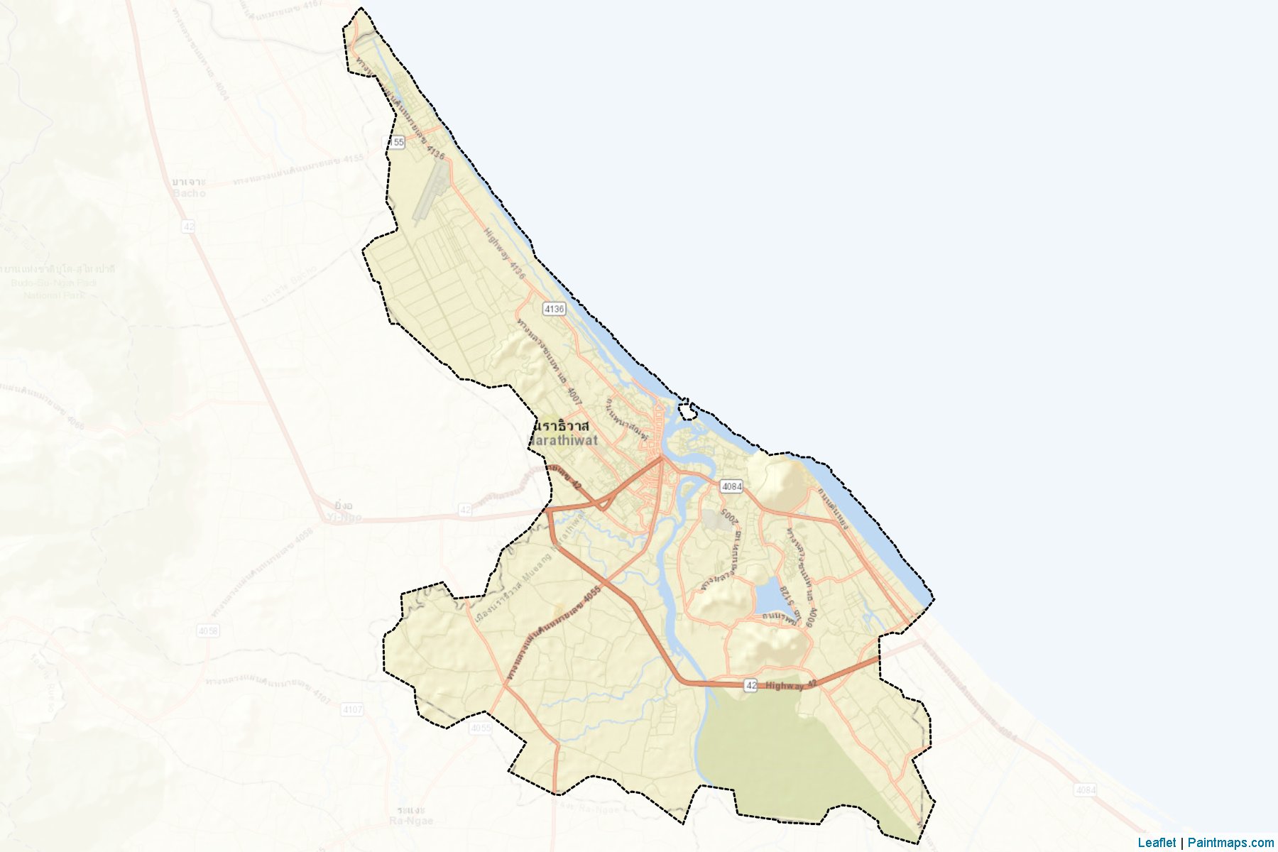 Muestras de recorte de mapas Muang Narathiwat (Narathiwat)-2