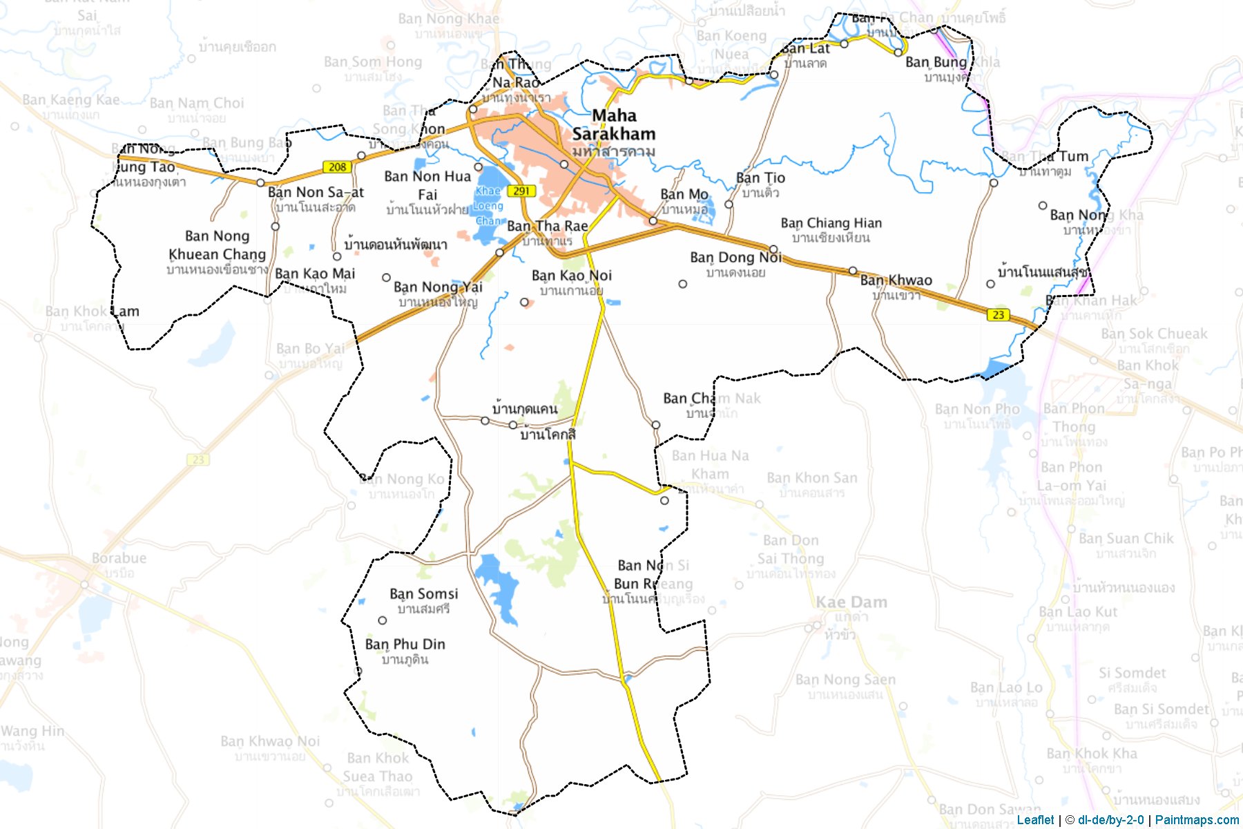 Muestras de recorte de mapas Muang Maha Sarakham (Maha Sarakham)-1