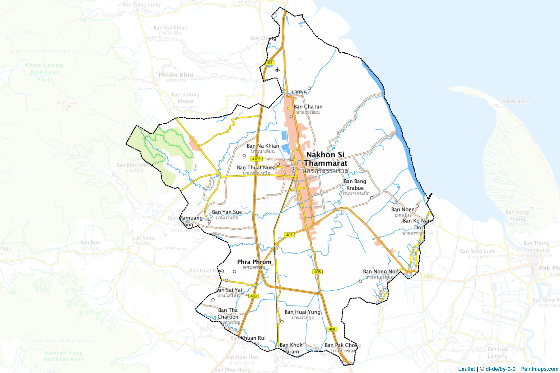 Muestras de recorte de mapas Muang Nakhon Si Thammarat (Nakhon Si Thammarat)-1