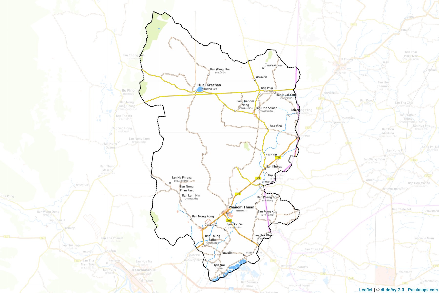 Muestras de recorte de mapas Phanom Thuan (Kanchanaburi)-1