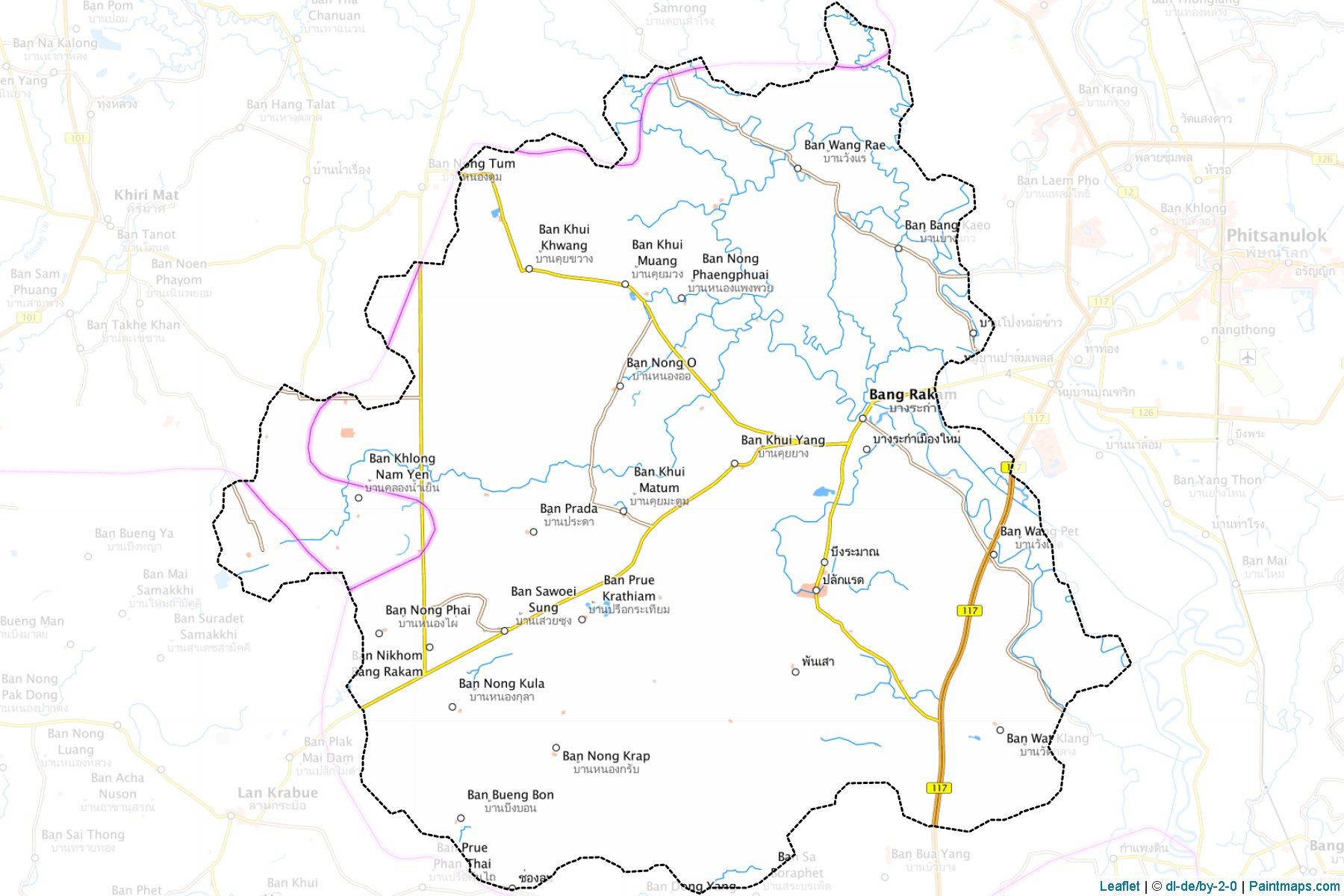 Muestras de recorte de mapas Bang Rakam (Phitsanulok)-1