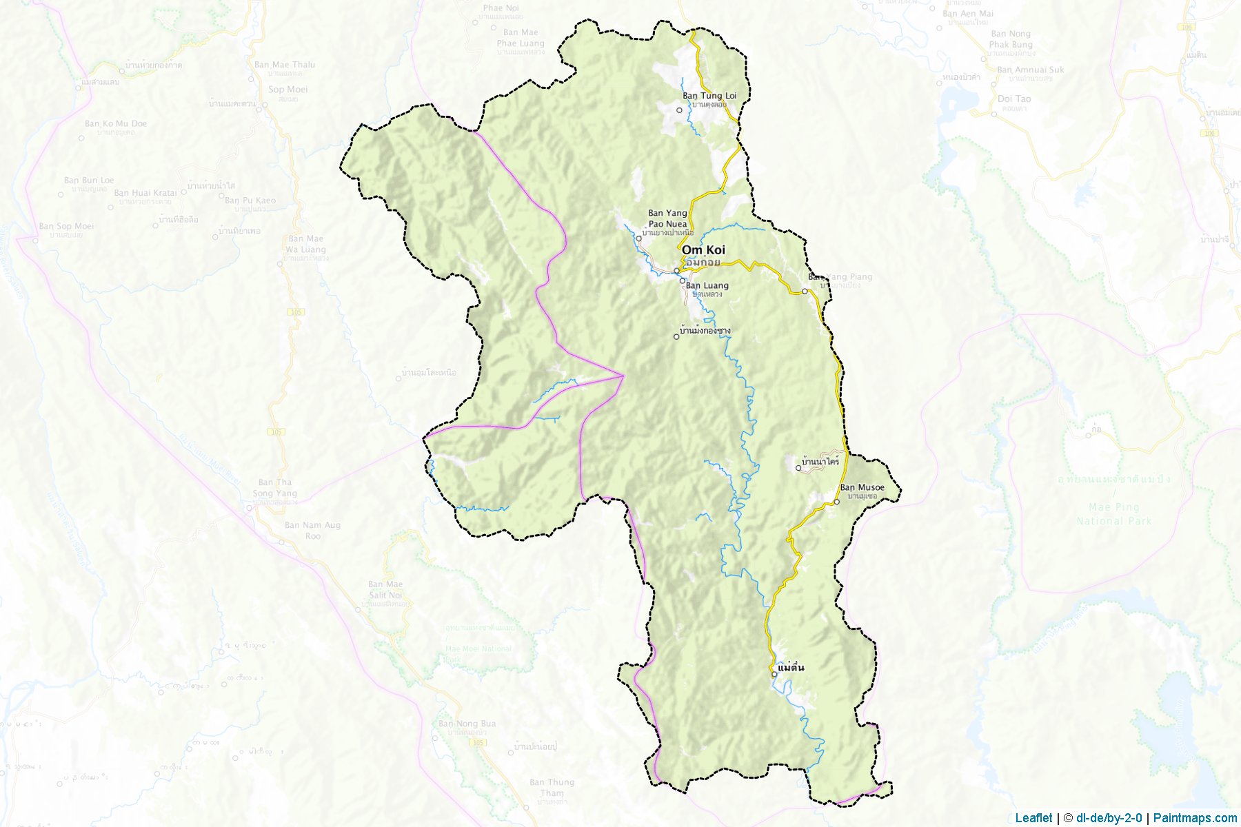 Muestras de recorte de mapas Omkoi (Chiang Mai)-1